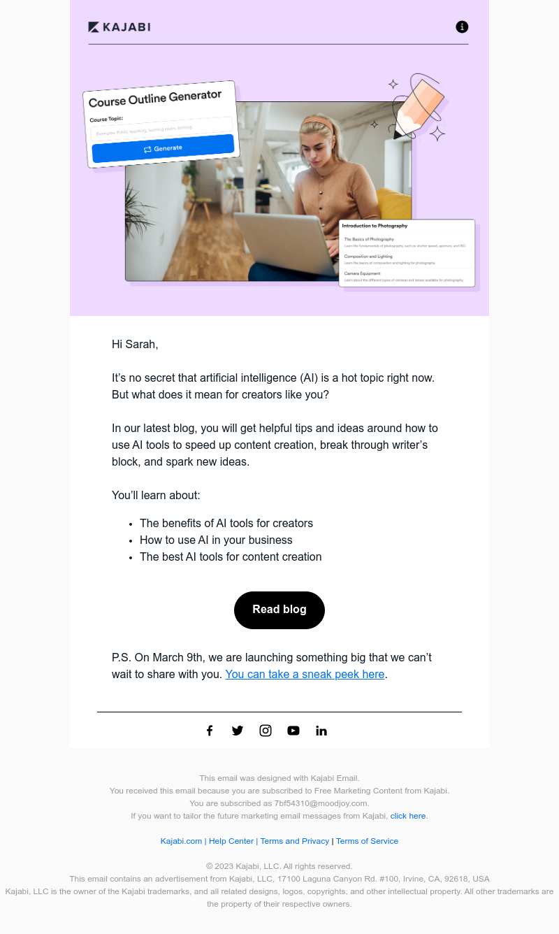 Kajabi - New Blog: How to use AI to power your creator business