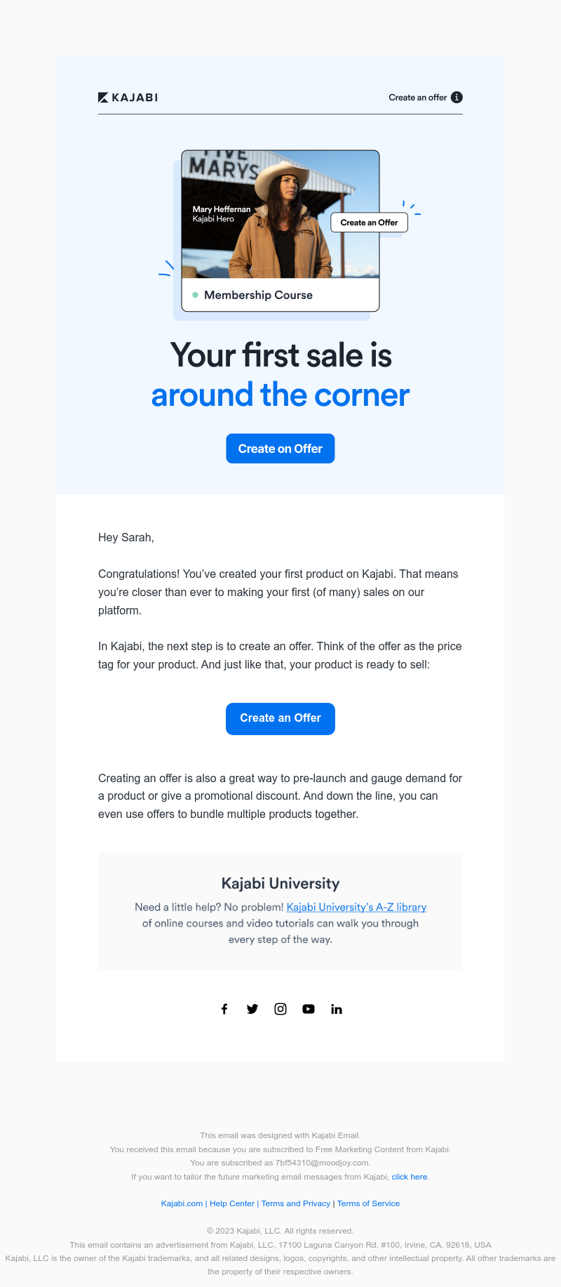 Kajabi - Congrats on your product! Next steps inside.