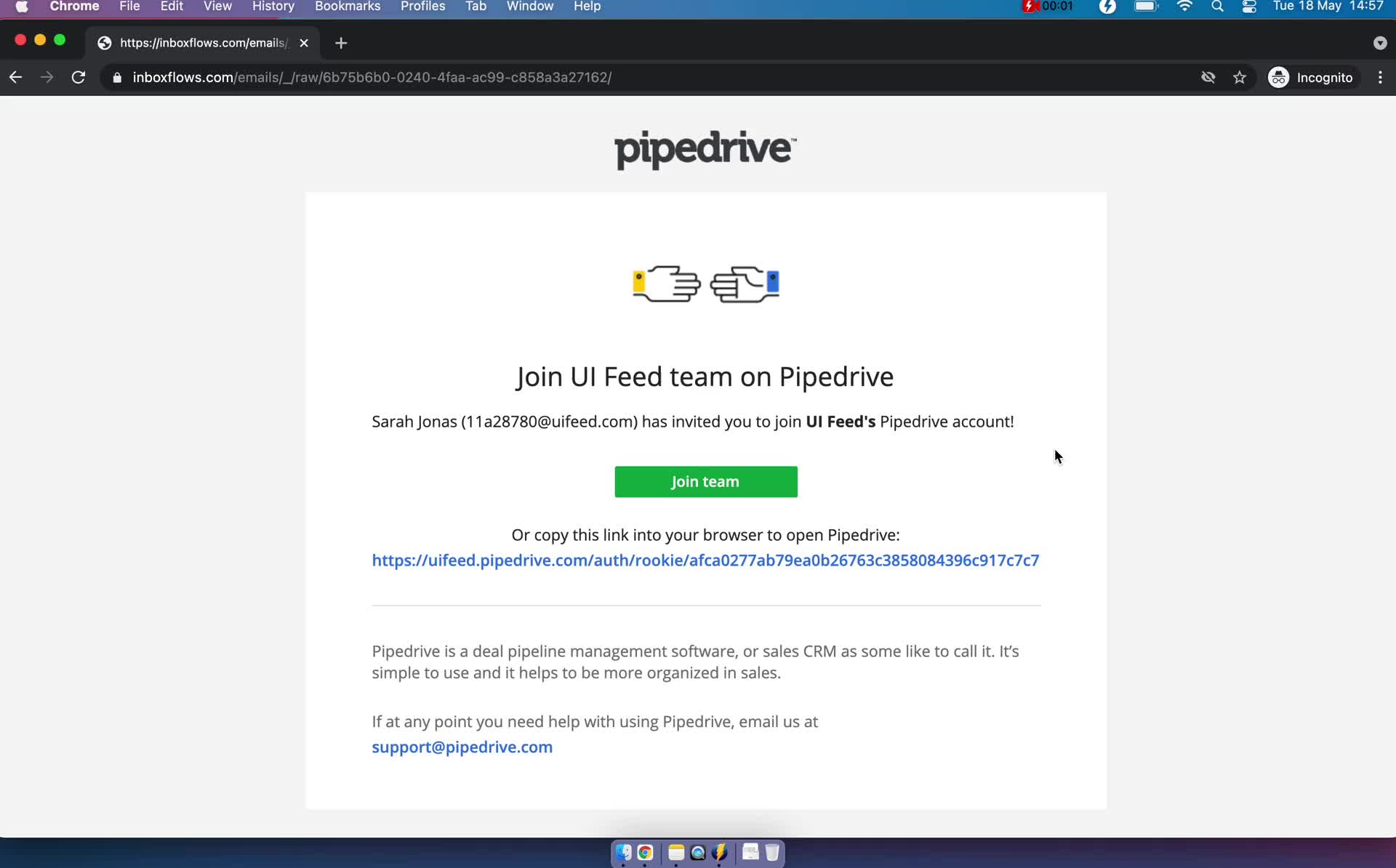 Accepting an invite on Pipedrive video thumbnail