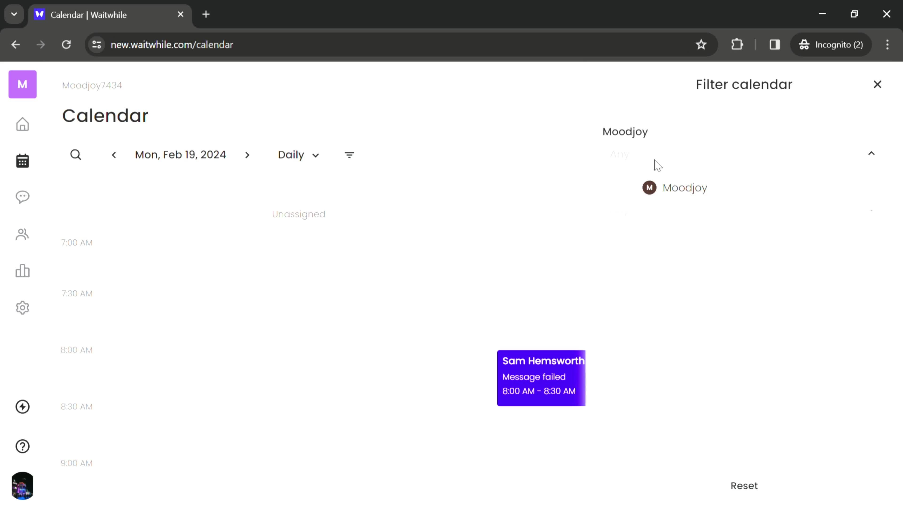 Calendar view screenshot