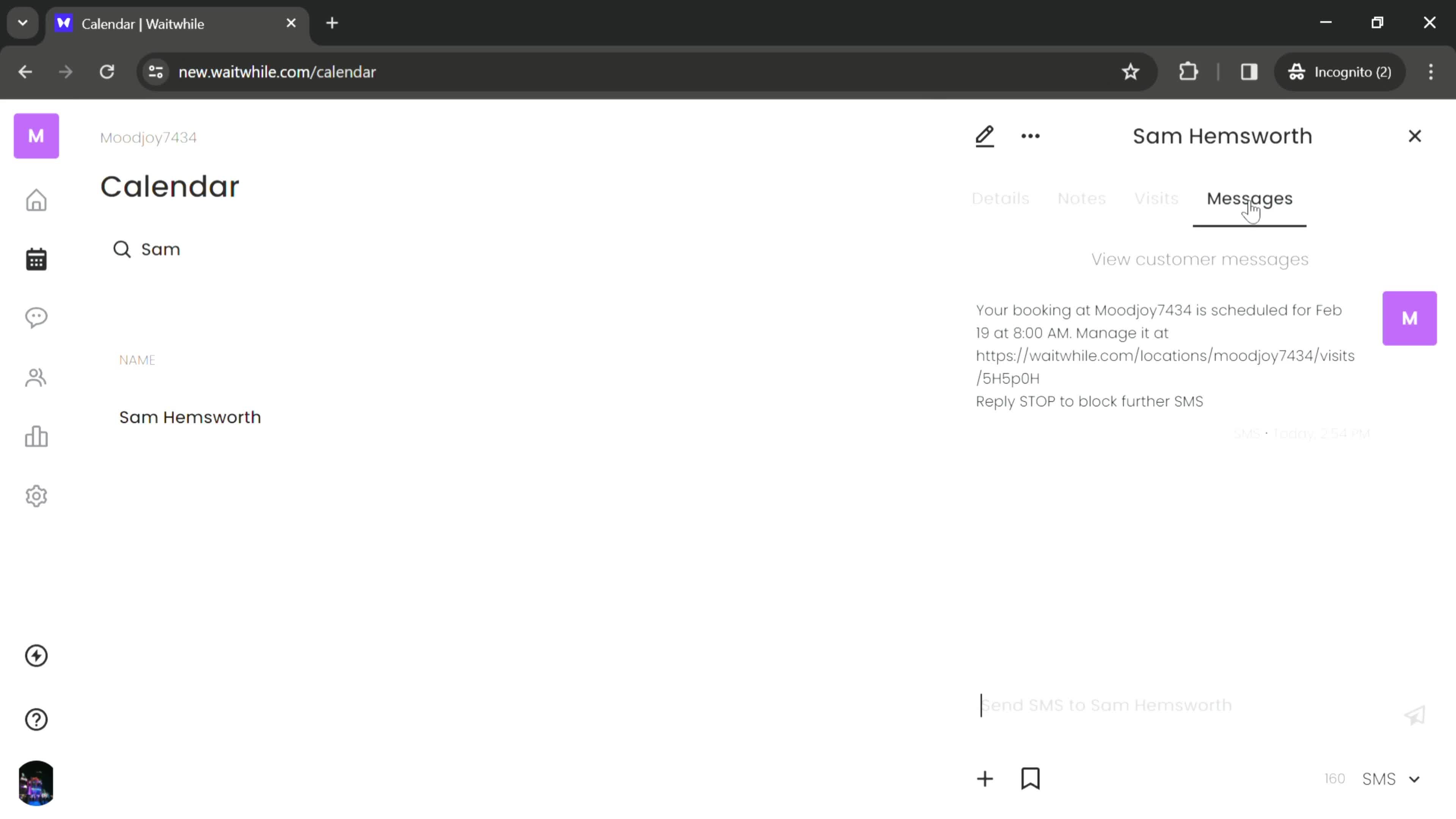 Calendar view screenshot