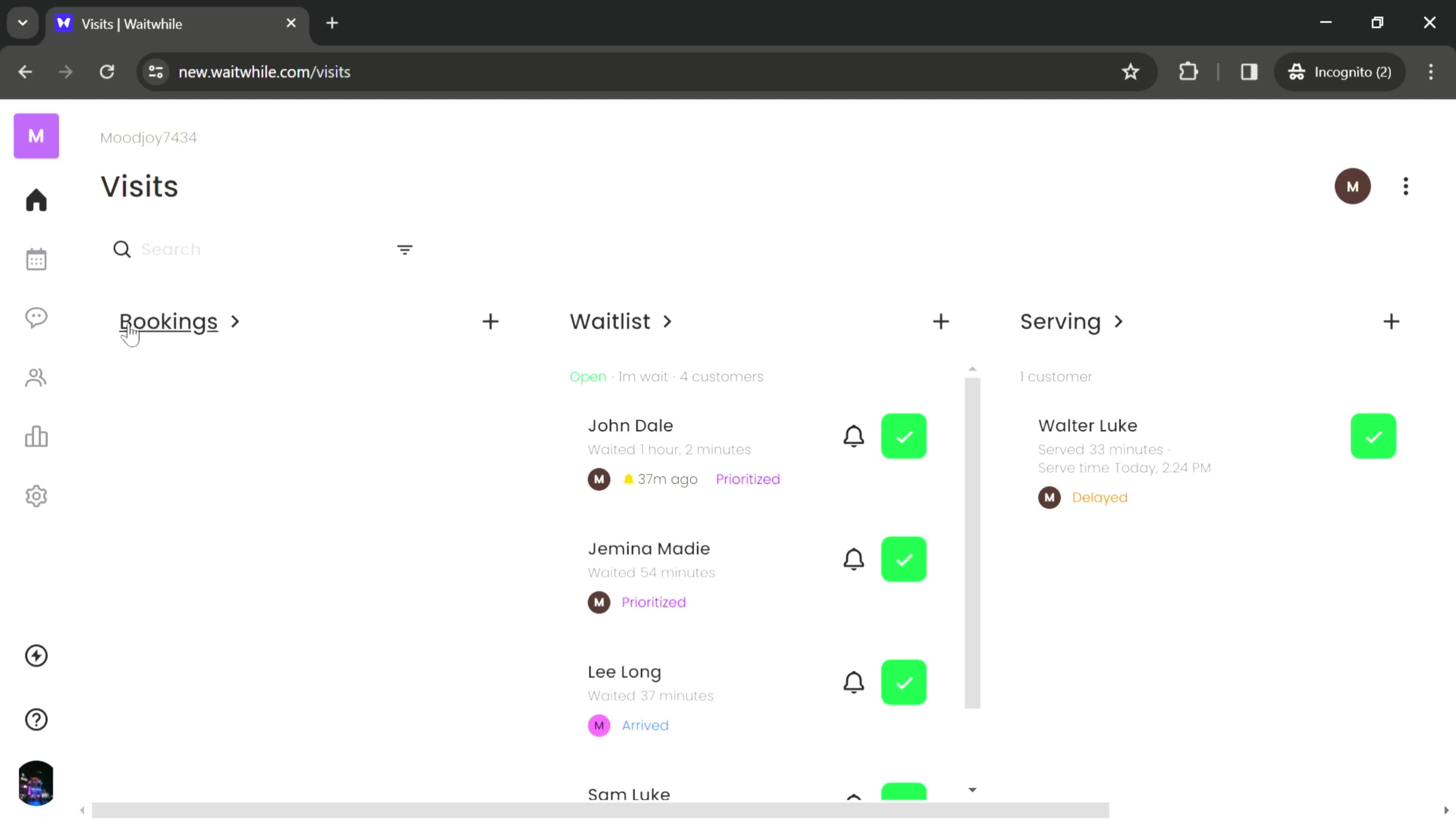 Adding customers screenshot
