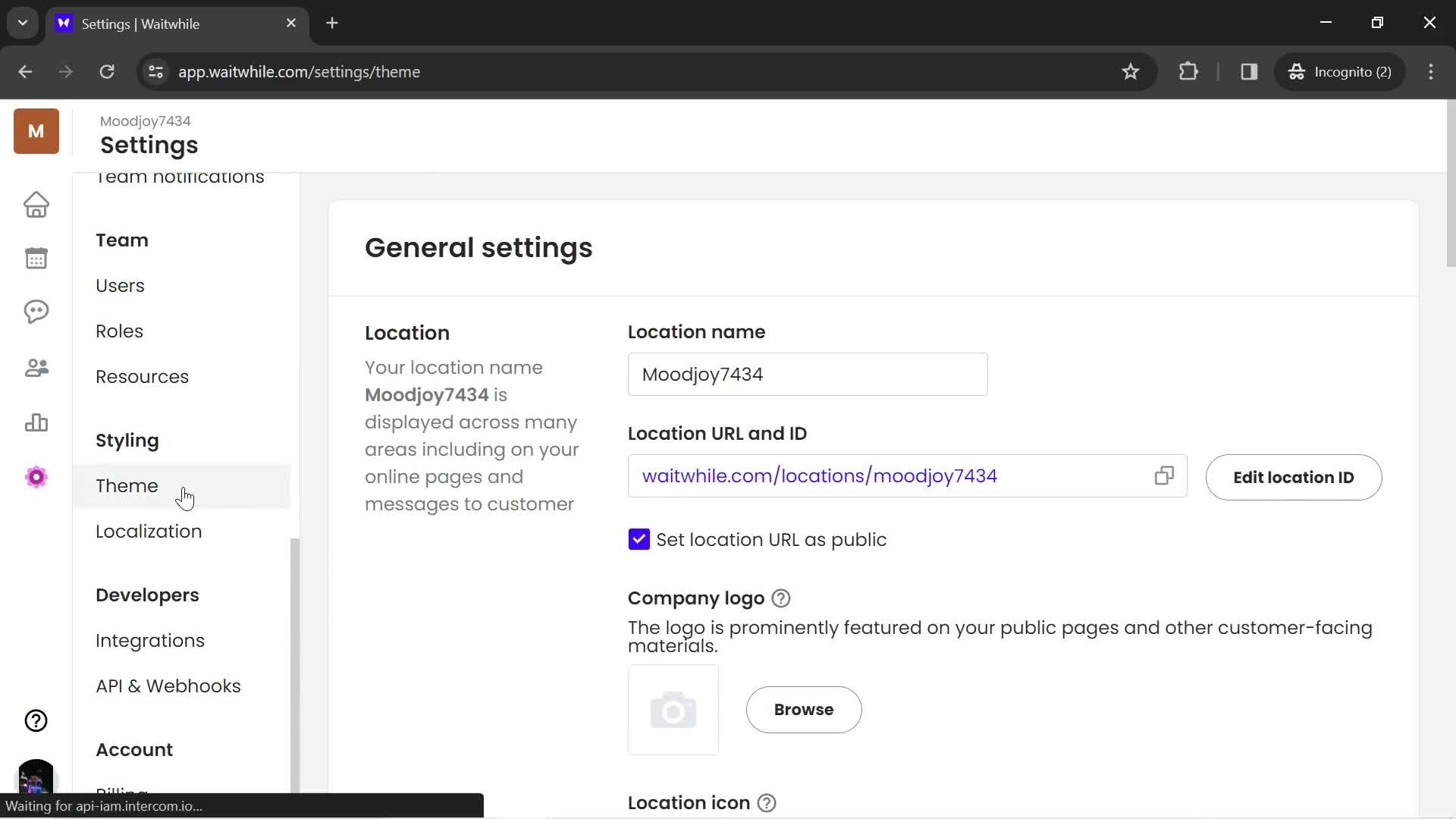 Customization settings on Waitwhile video thumbnail