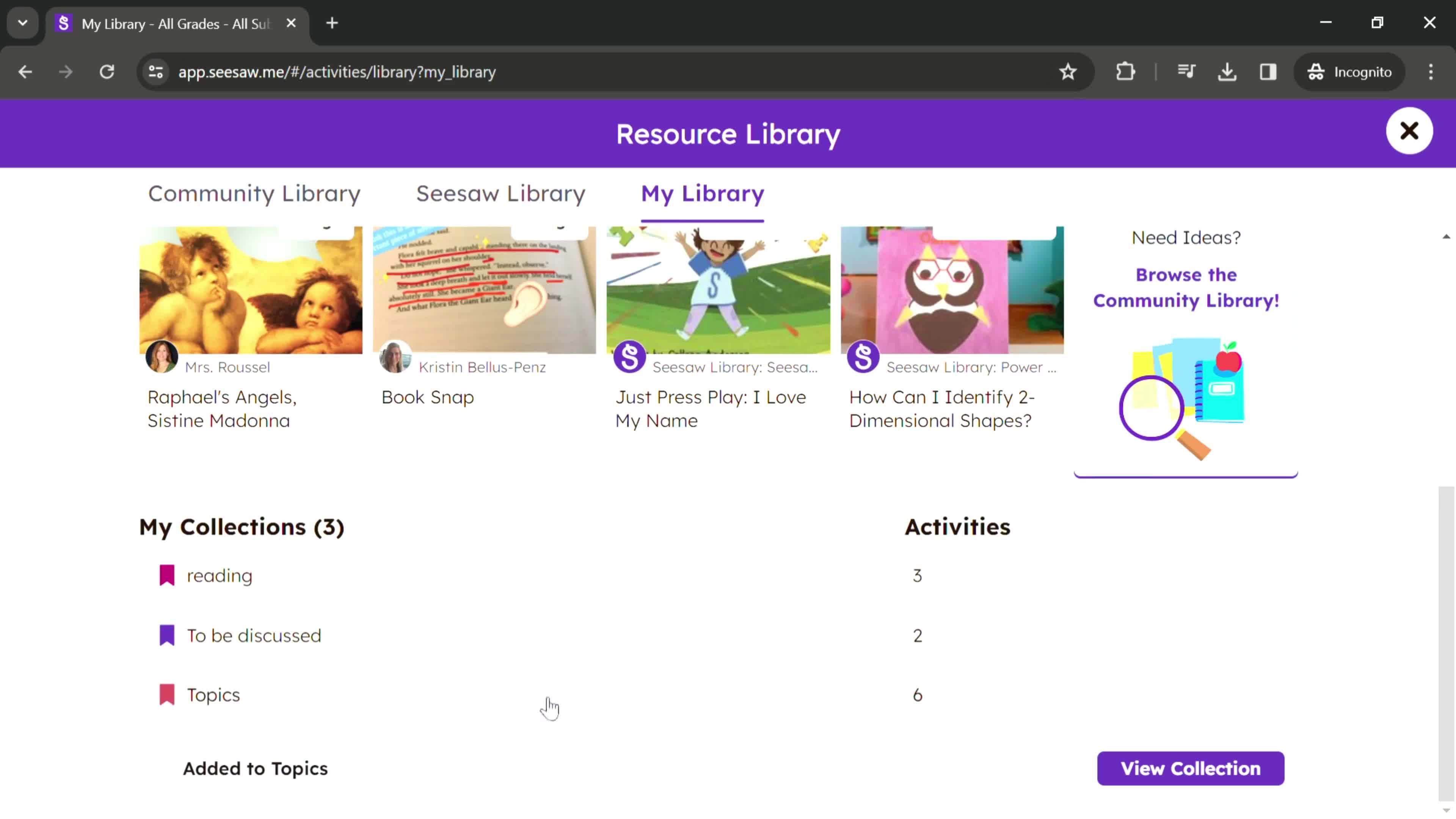 Adding to collections screenshot
