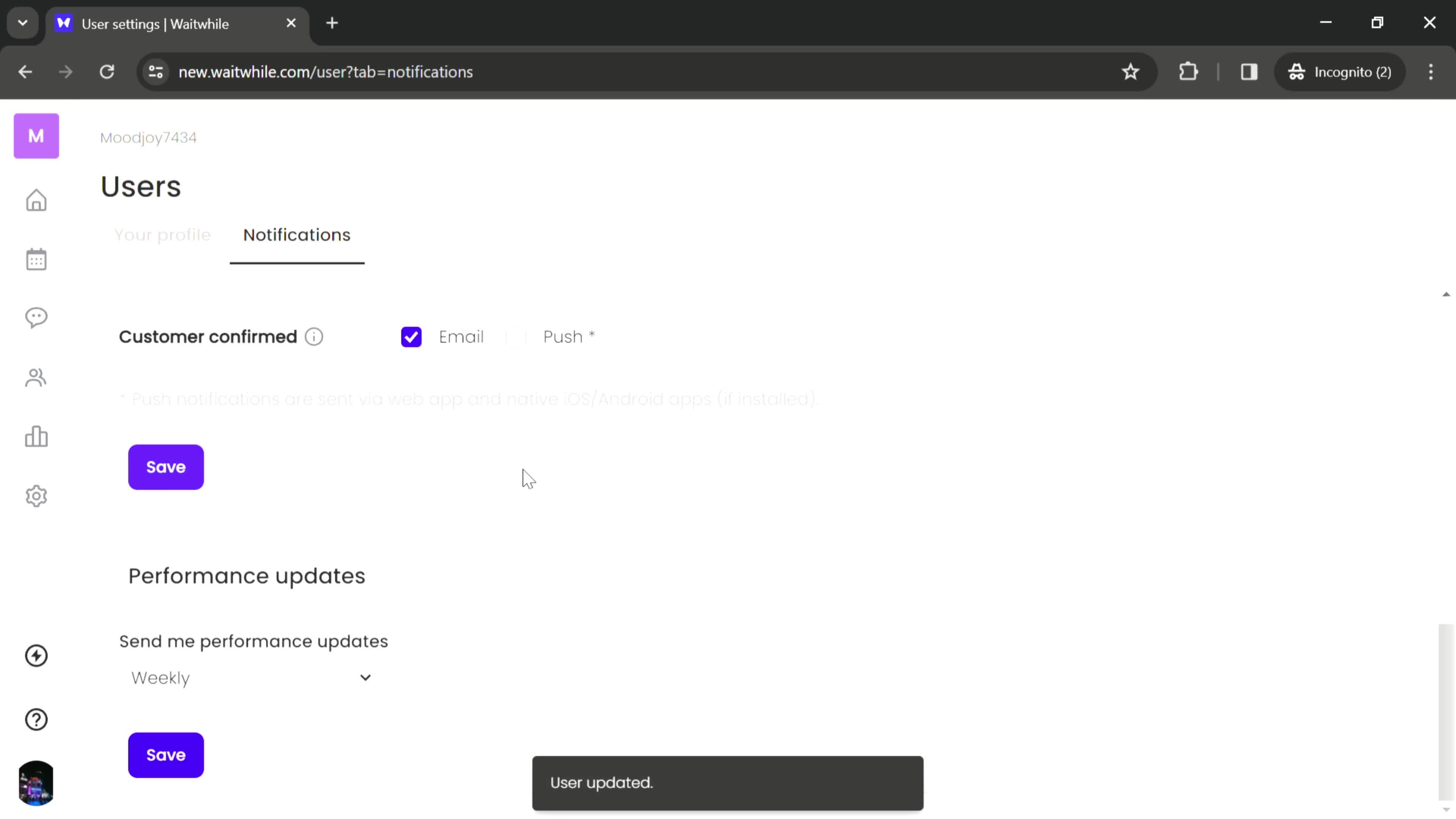 Notification settings screenshot