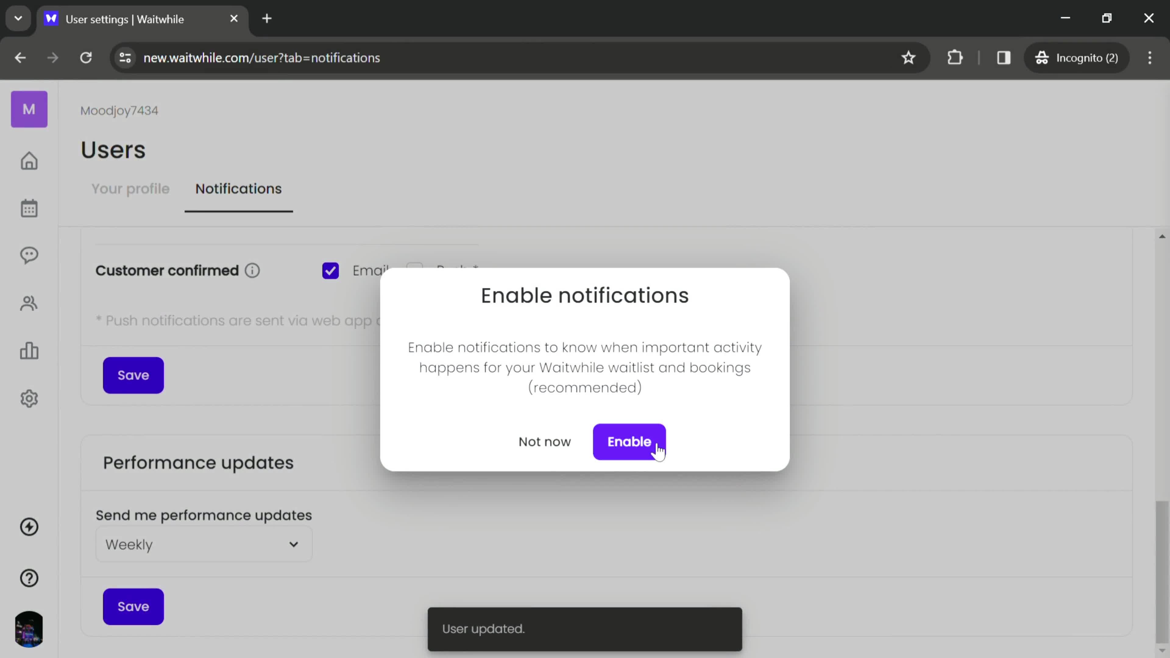 Notification settings screenshot