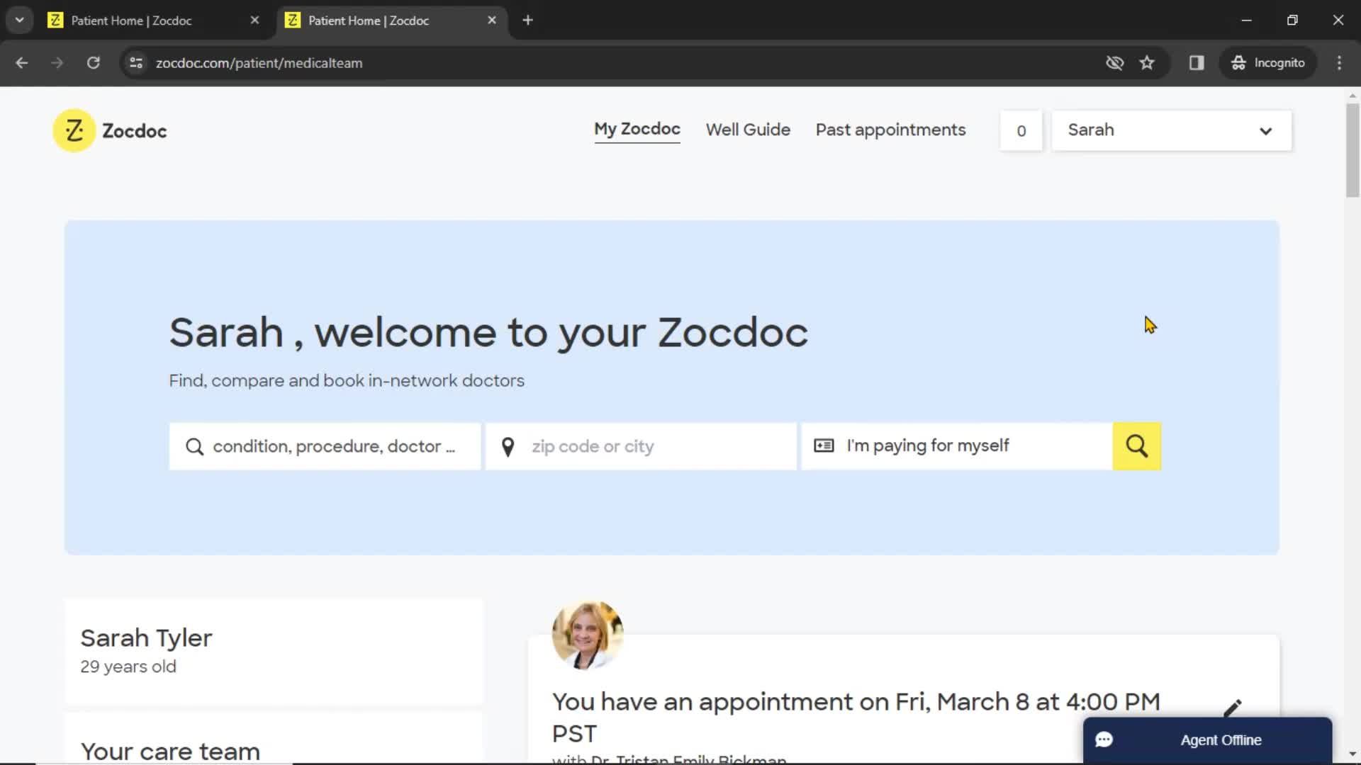 Searching screenshot