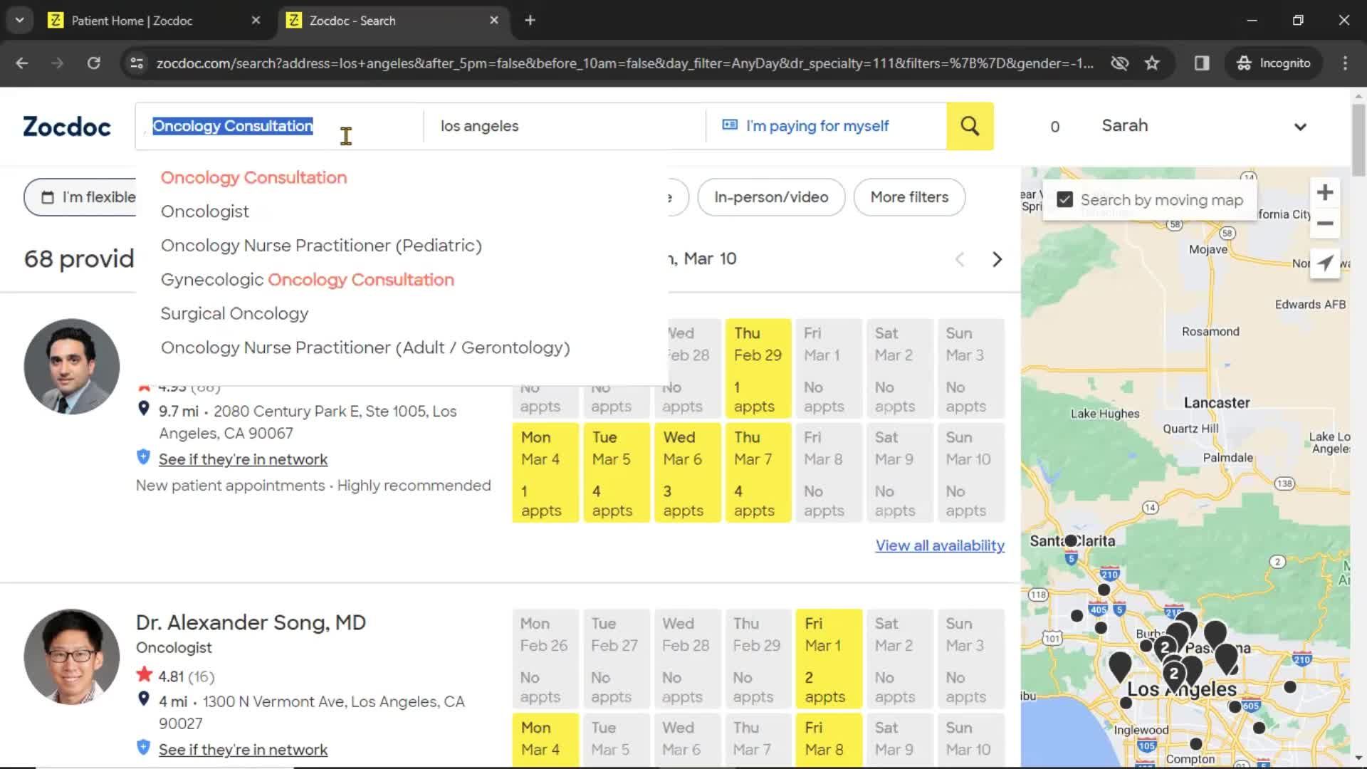 Searching screenshot