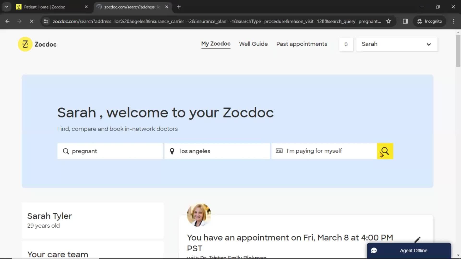 Searching screenshot