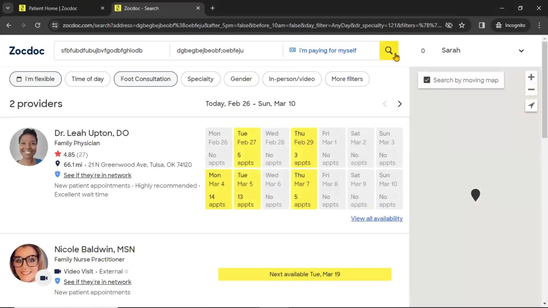 Searching screenshot