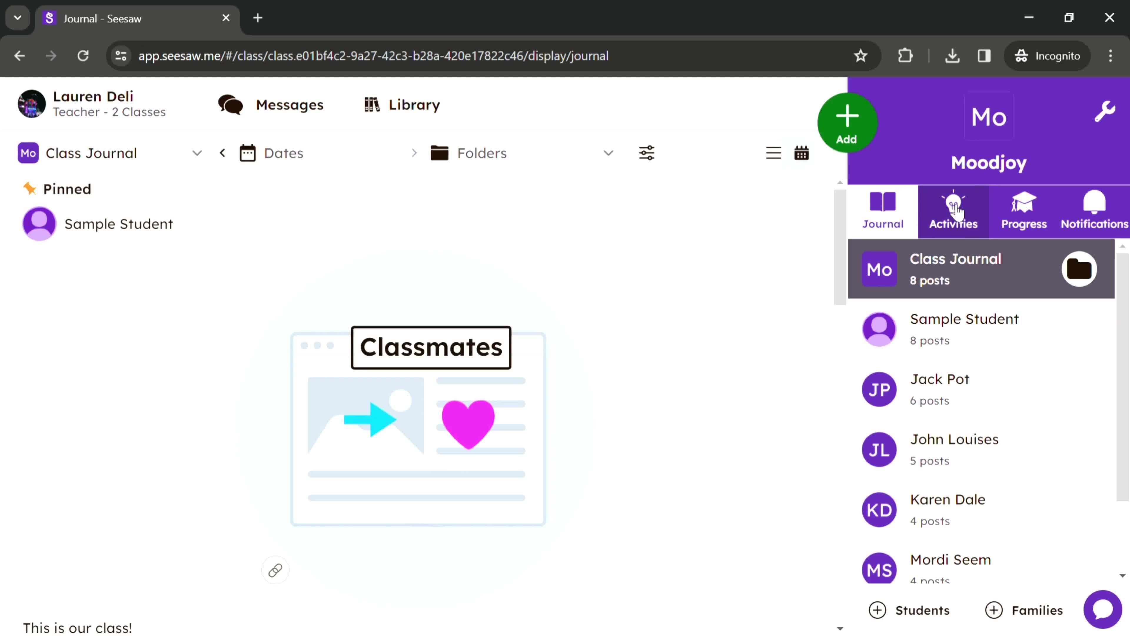 Sharing an activity screenshot