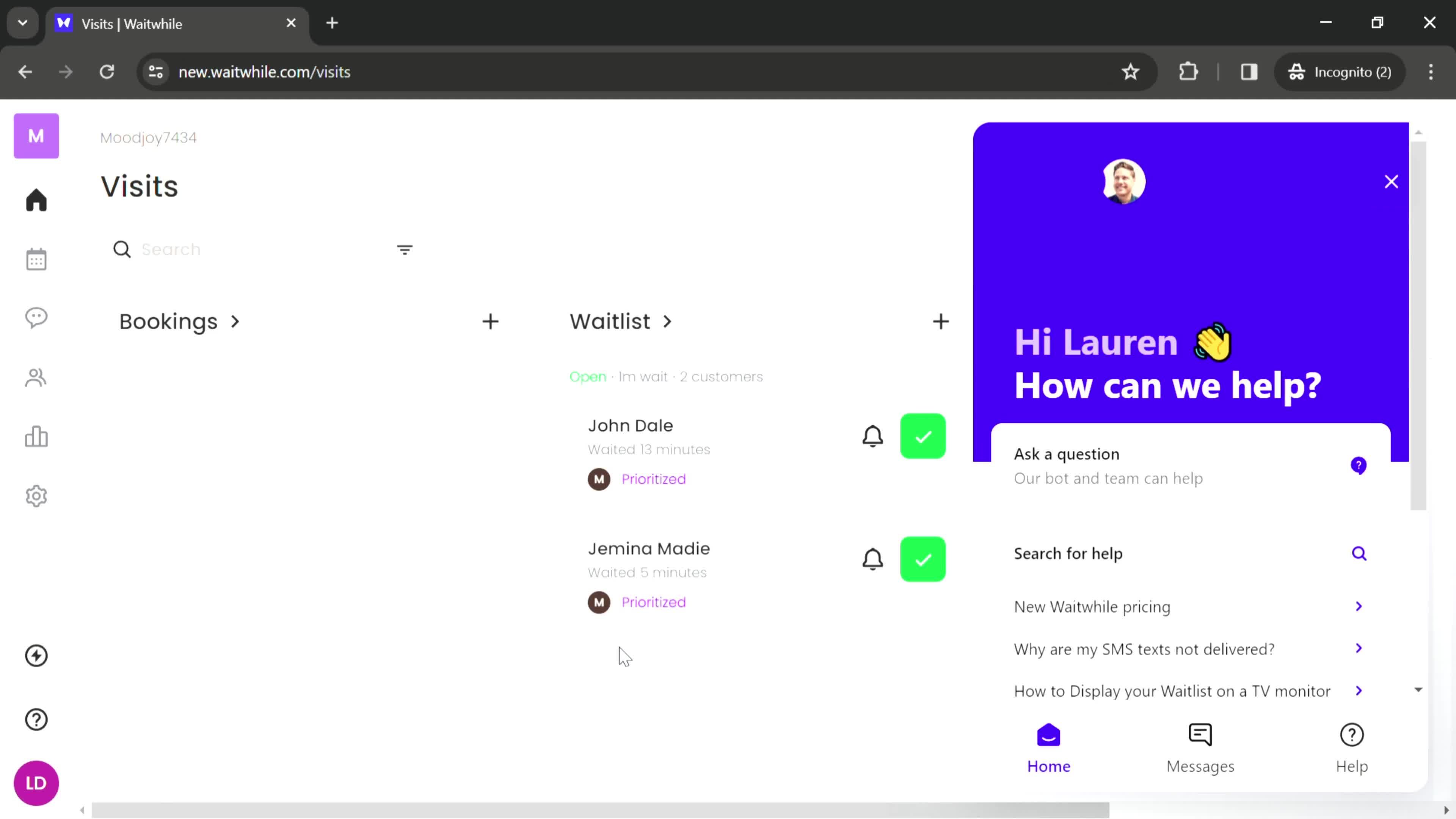 Support screenshot
