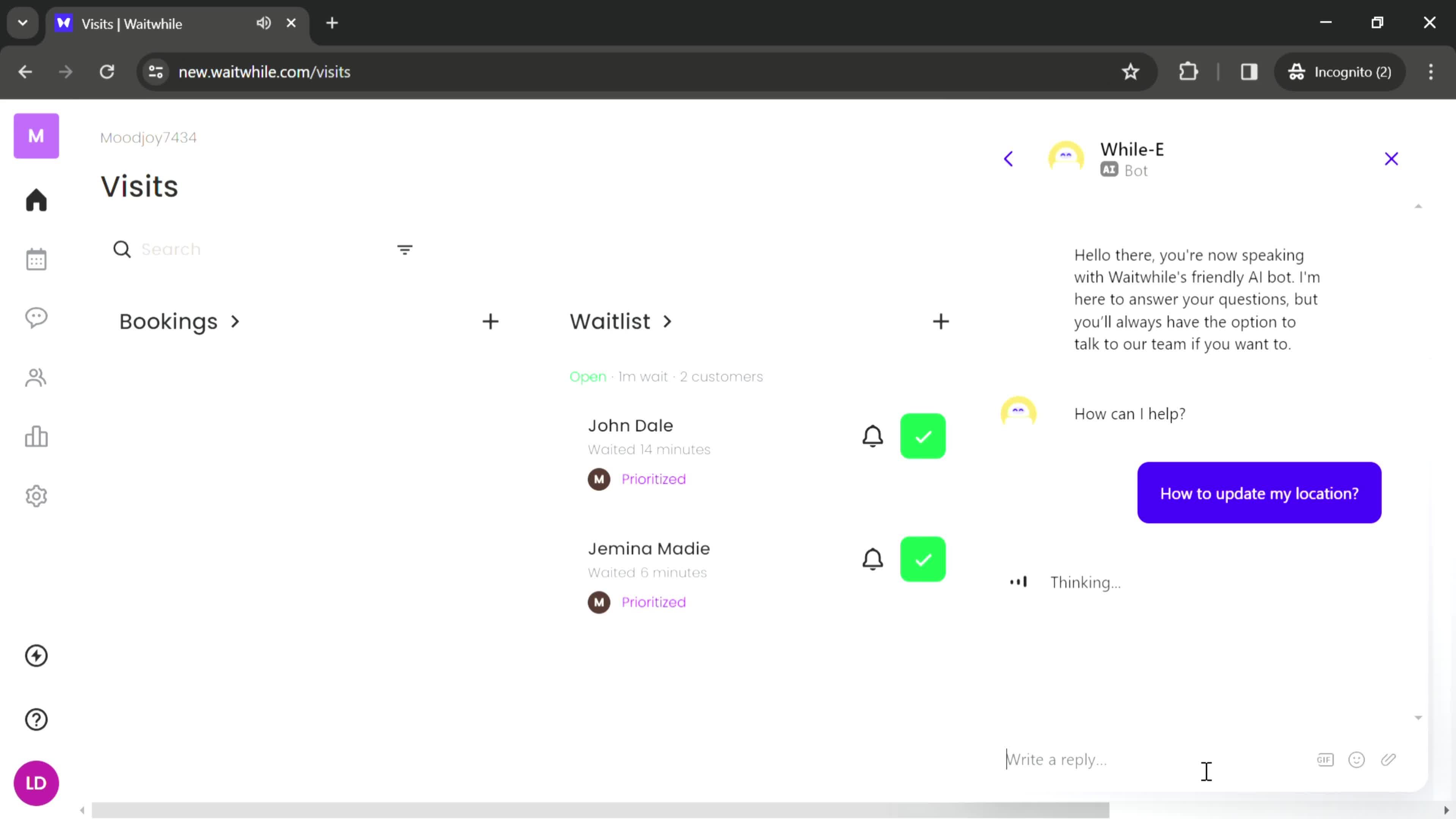 Support screenshot