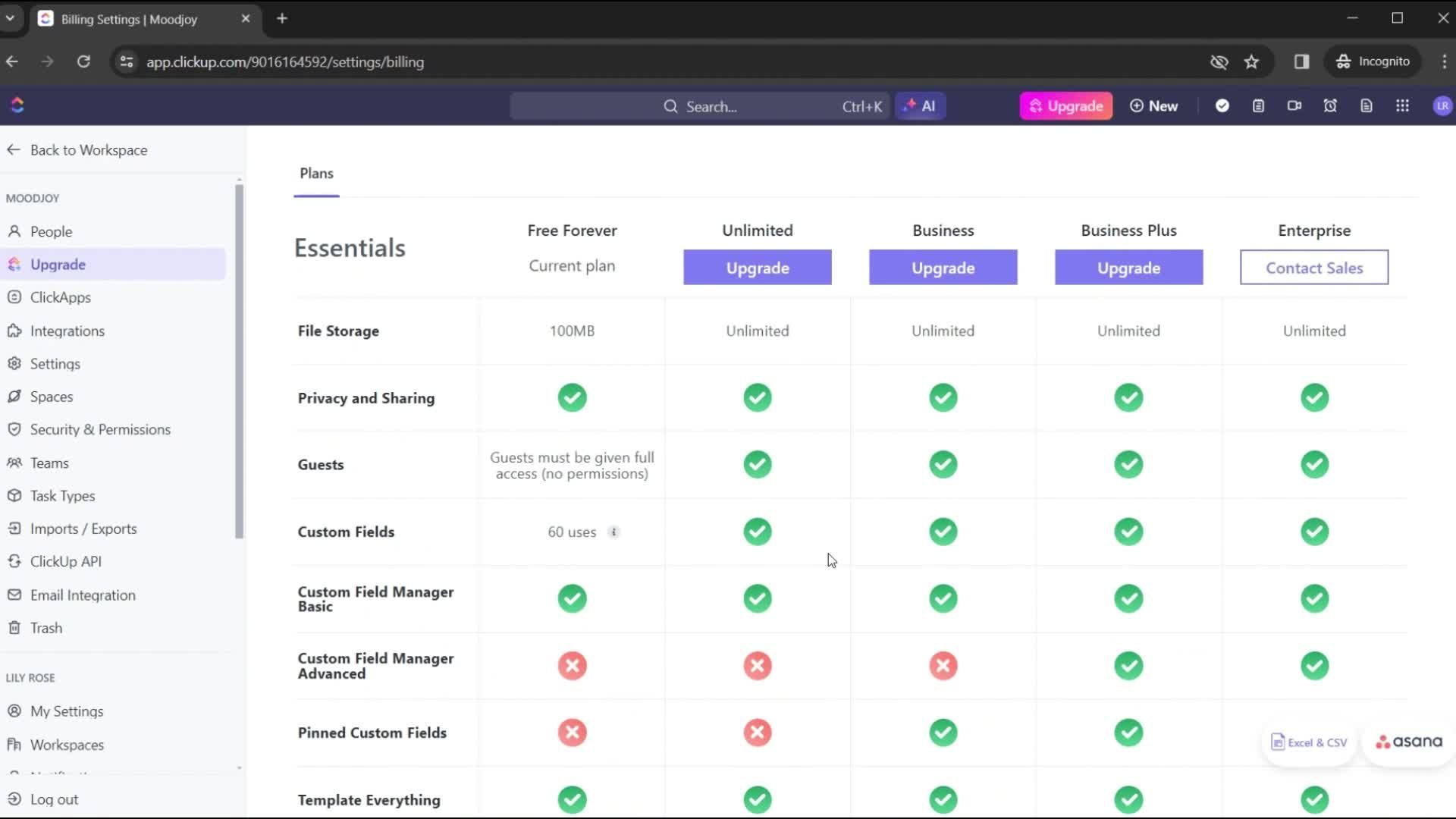 Upgrading your account screenshot