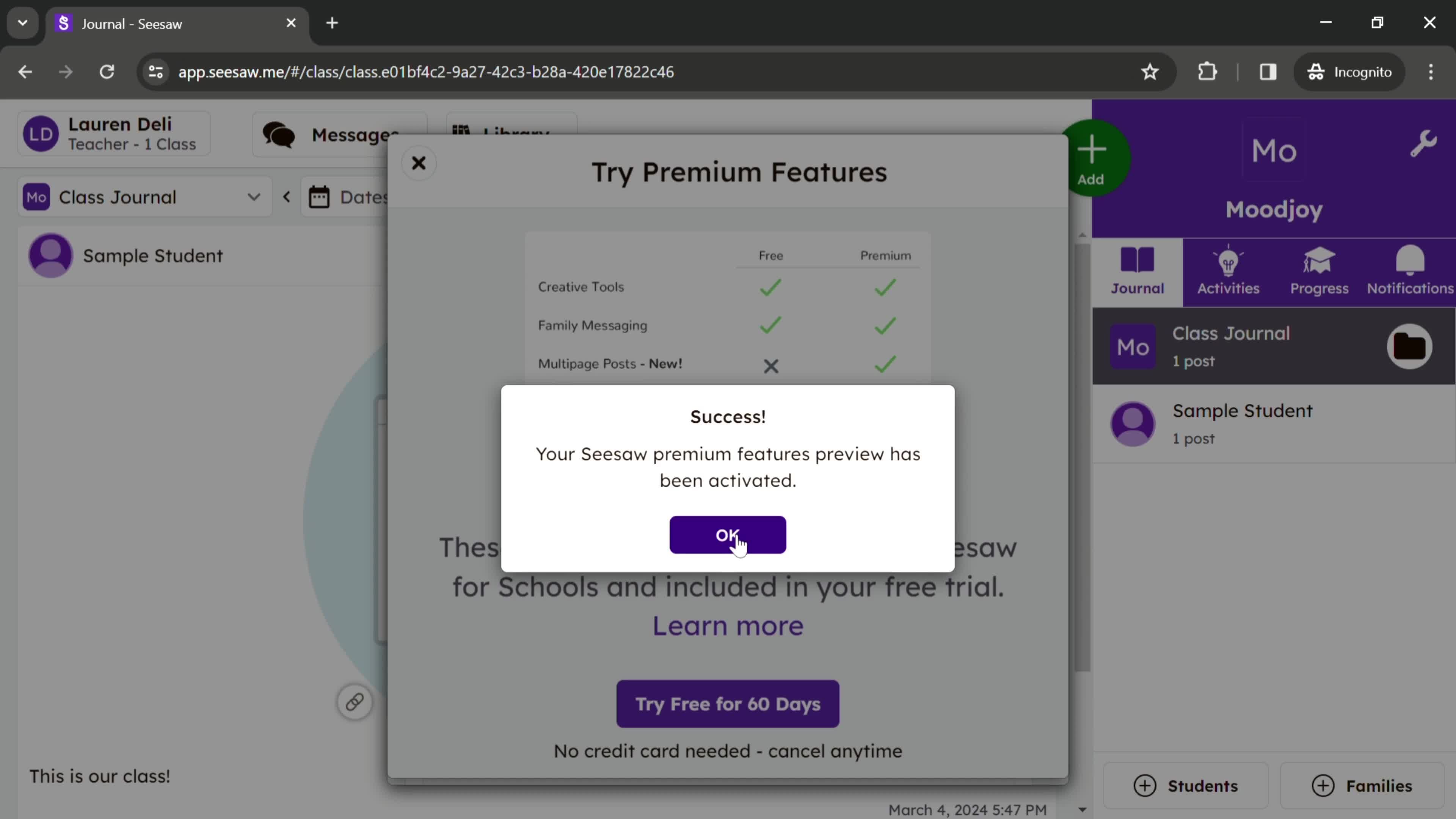 Upgrading your account screenshot