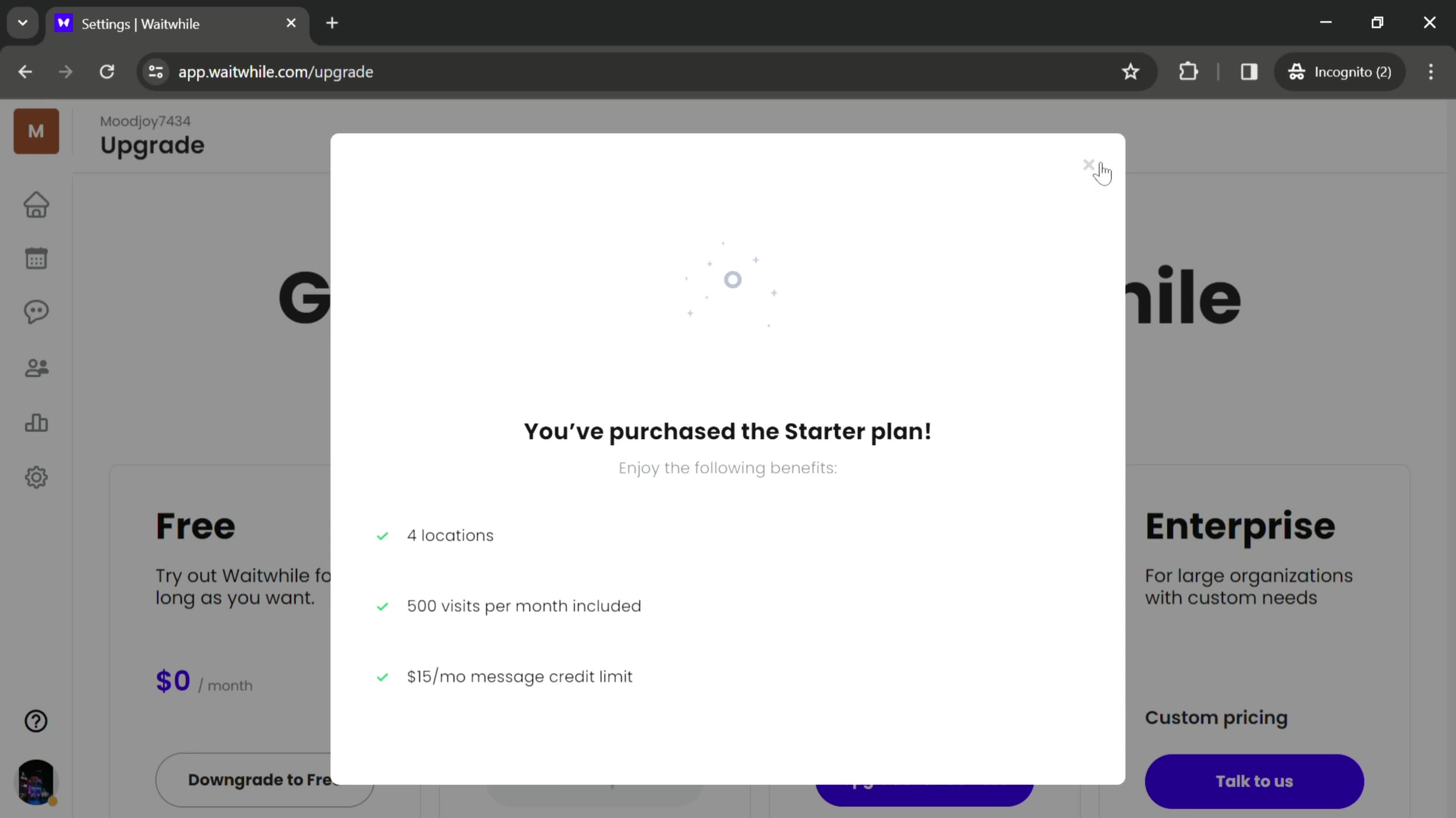 Upgrading your account screenshot