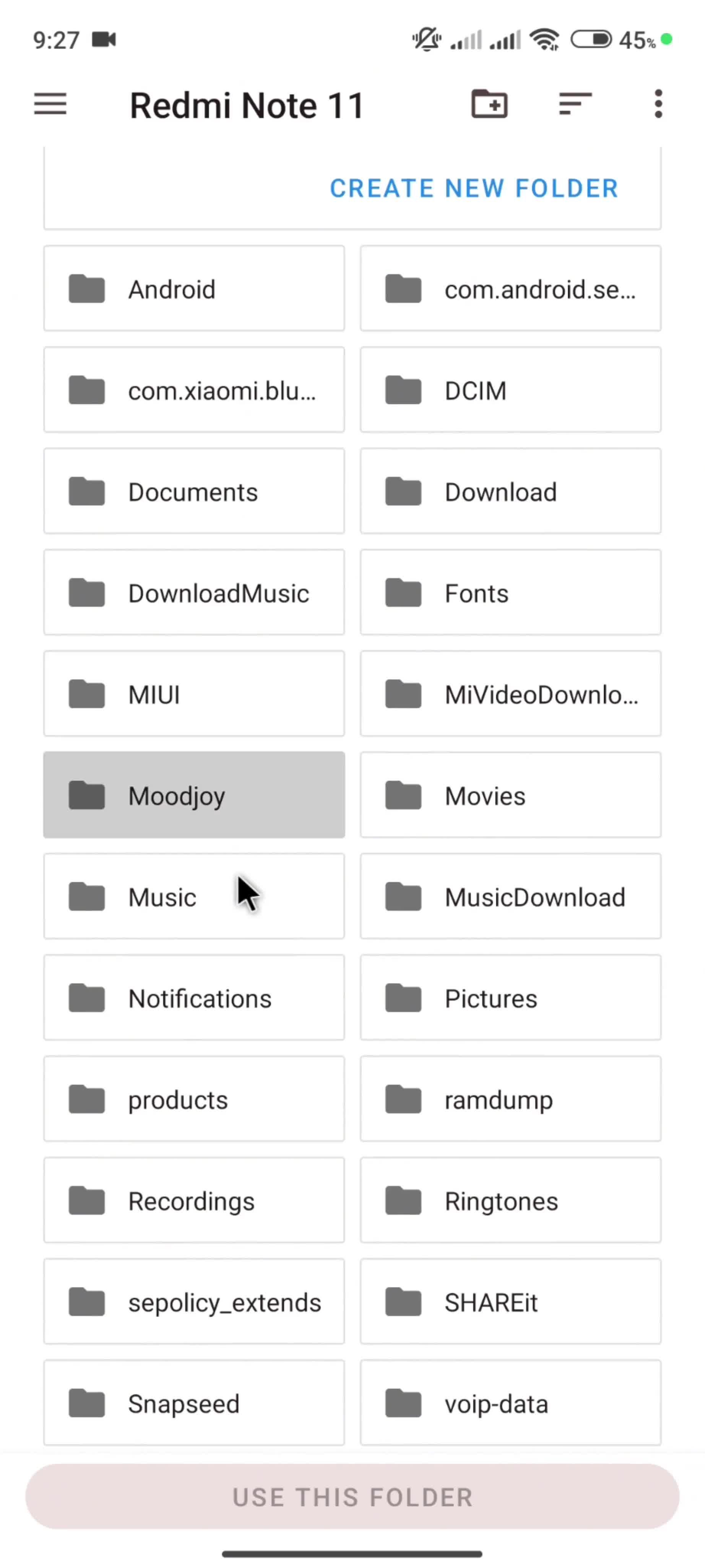 Uploading a folder screenshot
