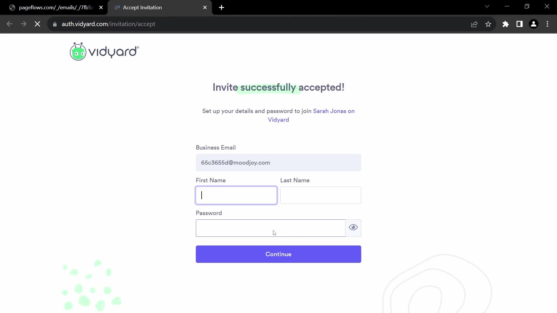 Accepting an invite on Vidyard video thumbnail