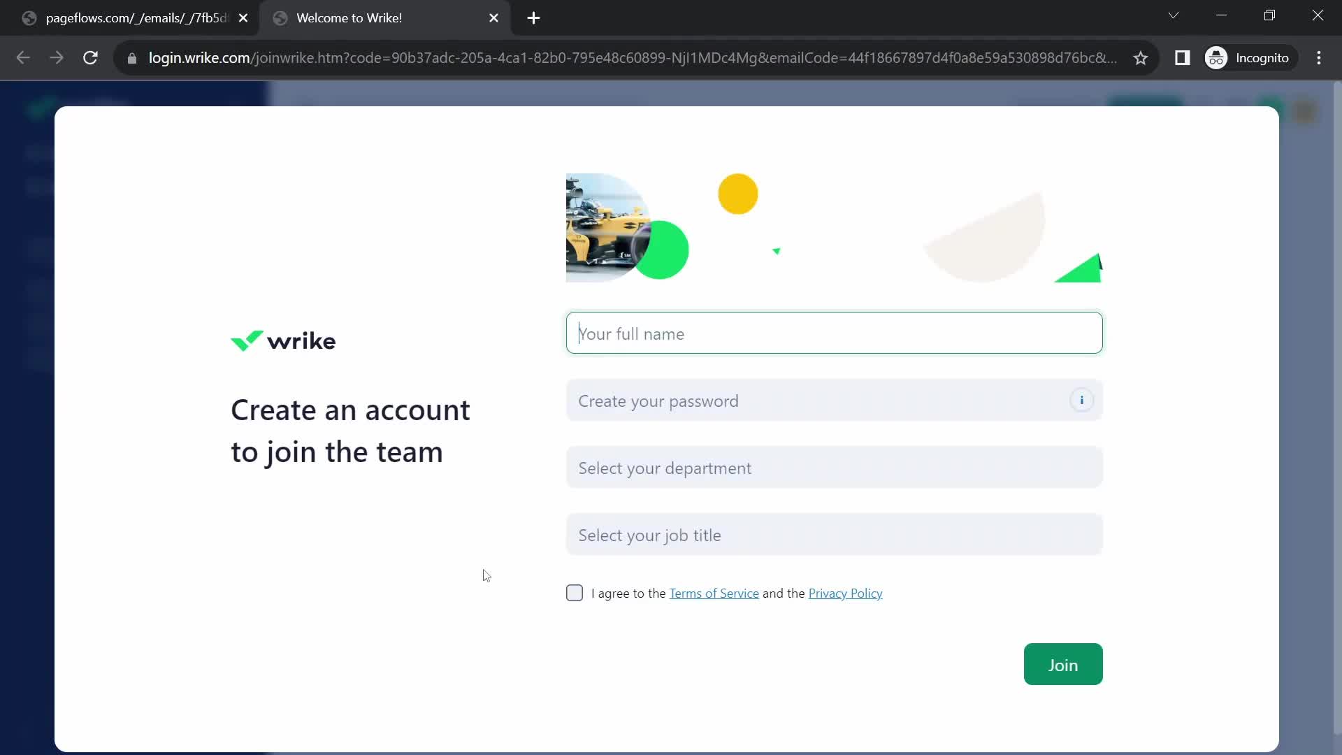 Accepting an invite screenshot