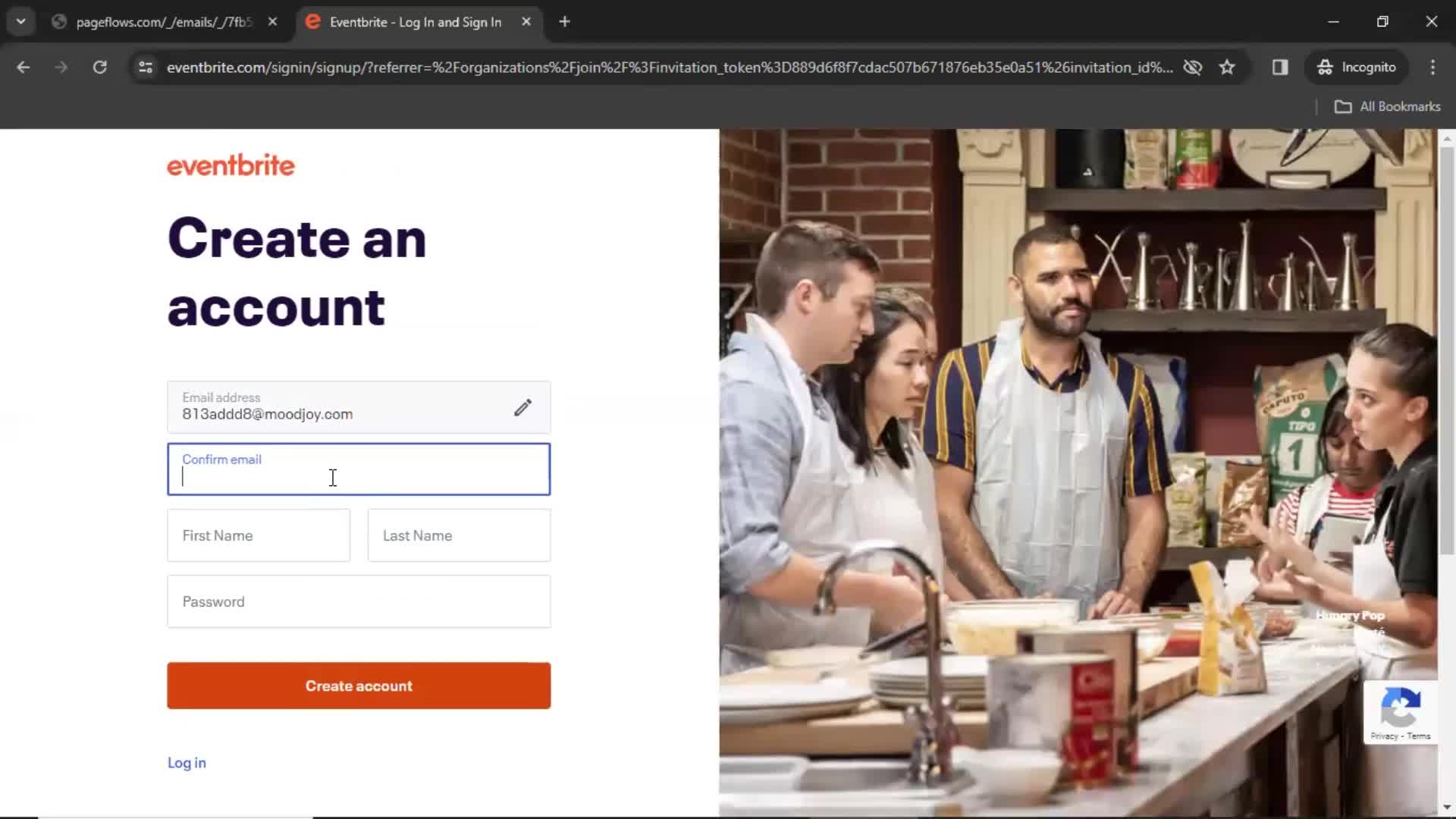 Accepting an invite screenshot