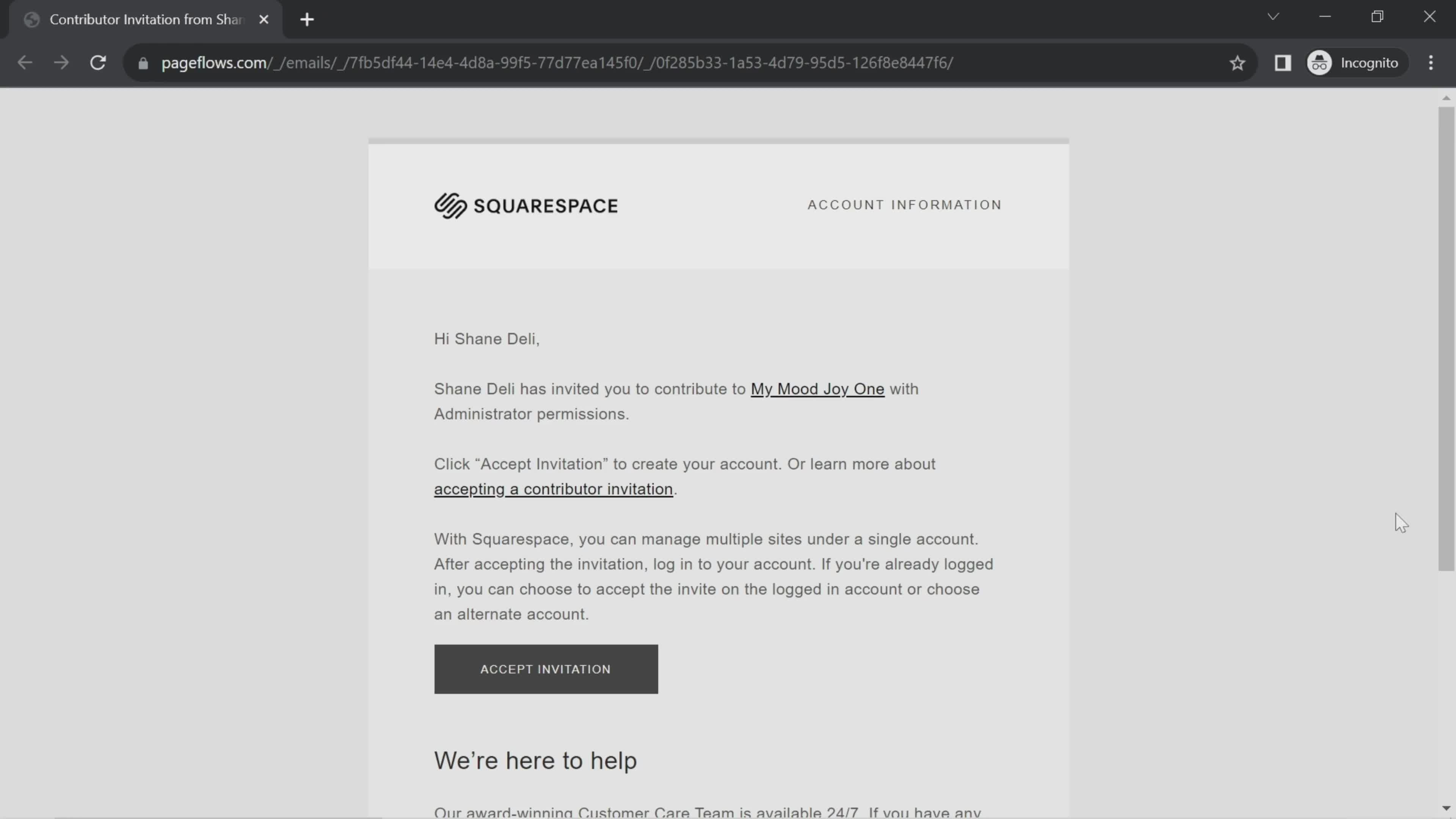Accepting an invite on Squarespace video thumbnail