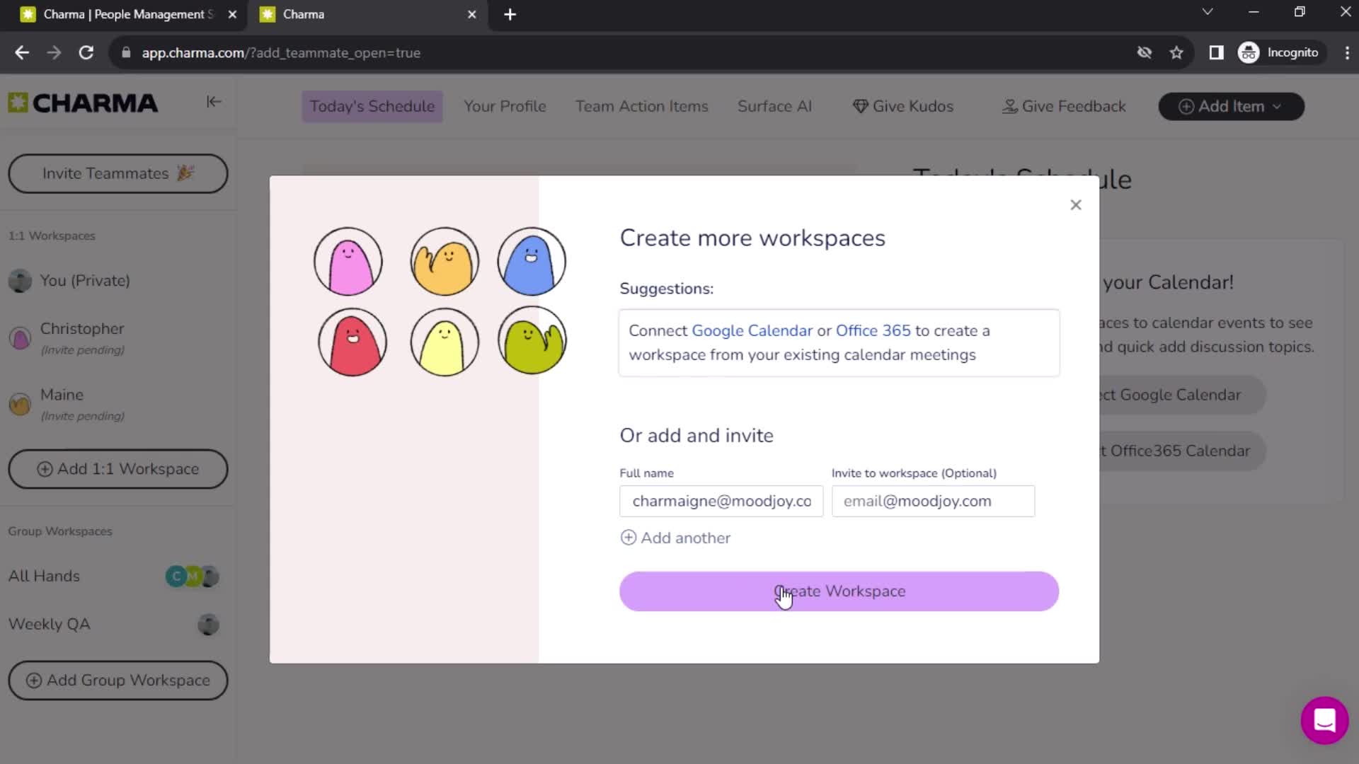 Adding 1-on-1 workspace on Charma video thumbnail
