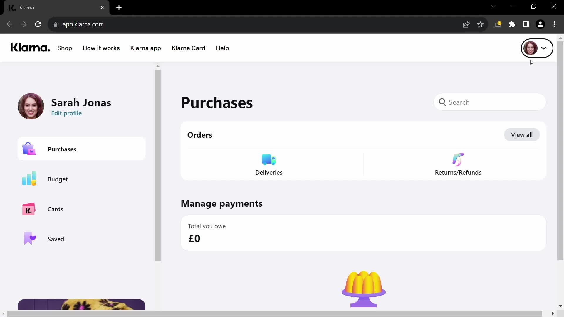 Adding payment details on Klarna video thumbnail