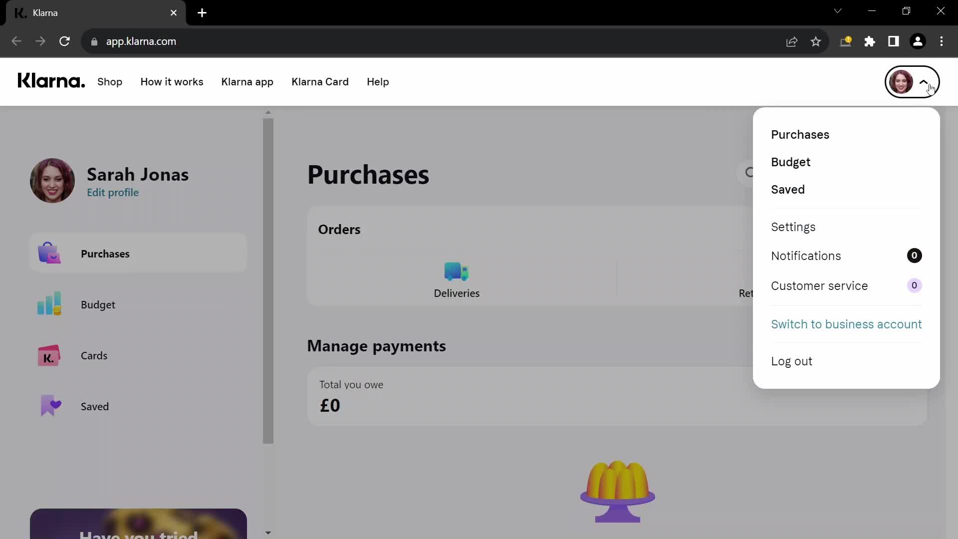 Adding payment details on Klarna video thumbnail
