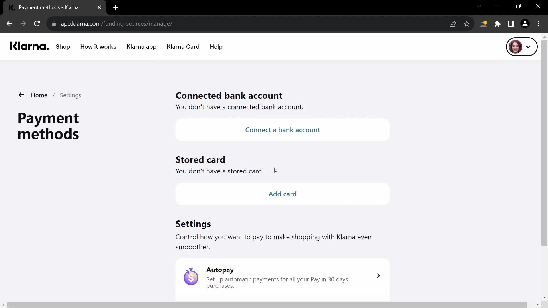 Adding payment details on Klarna video thumbnail
