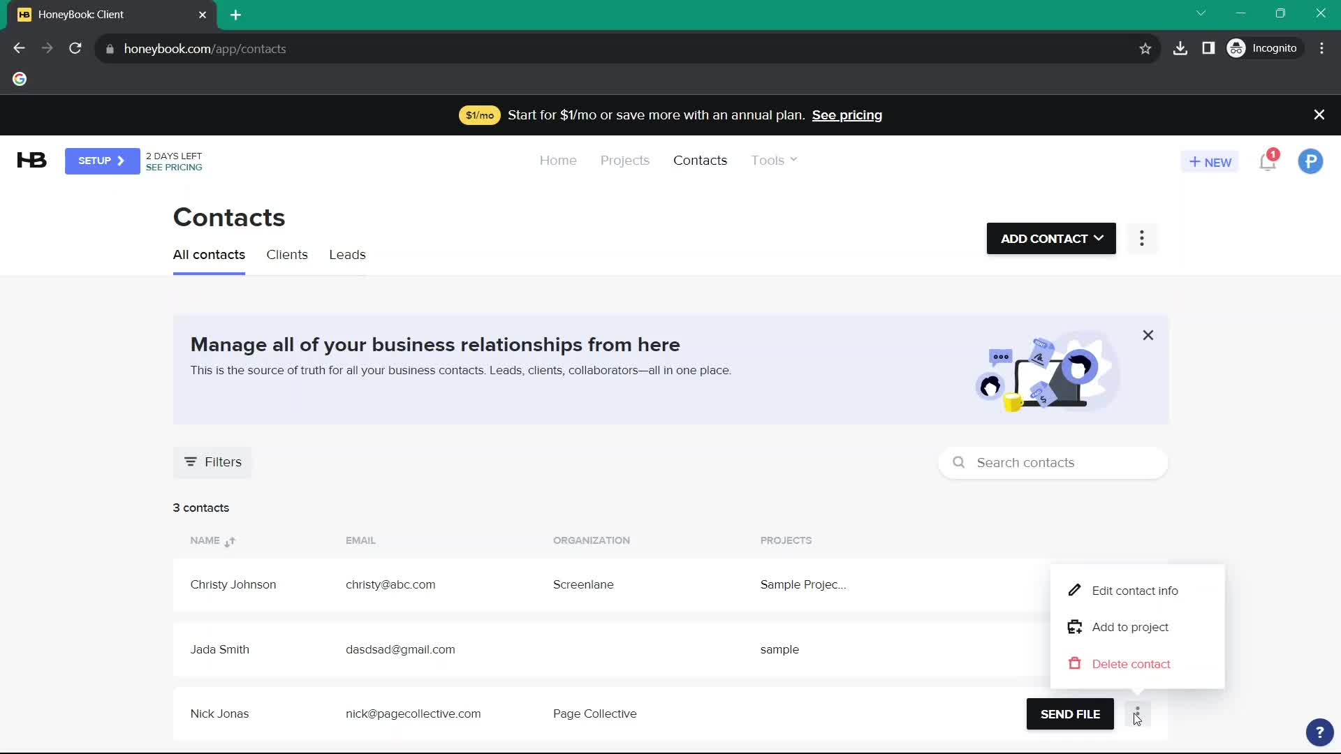 Adding customer to waitlist screenshot