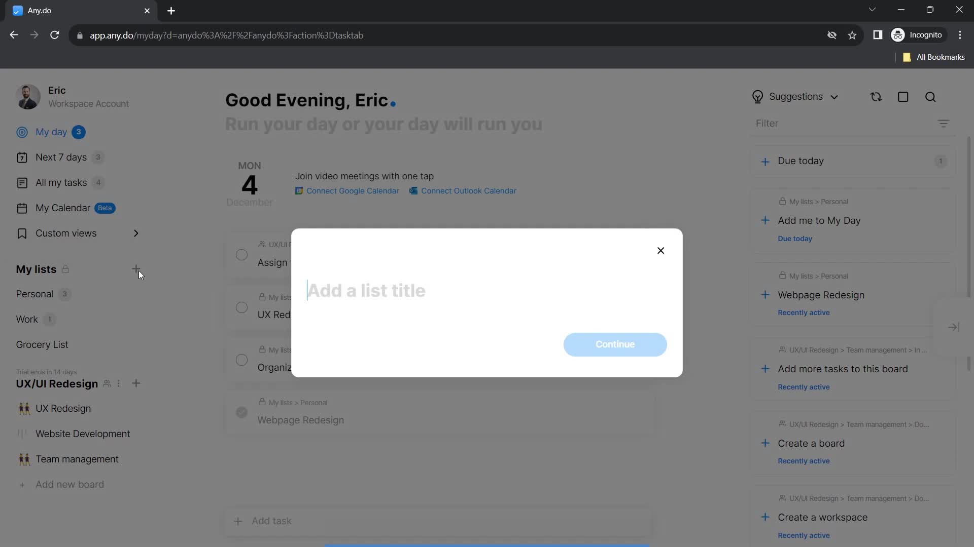 Adding a list on Any.do video thumbnail