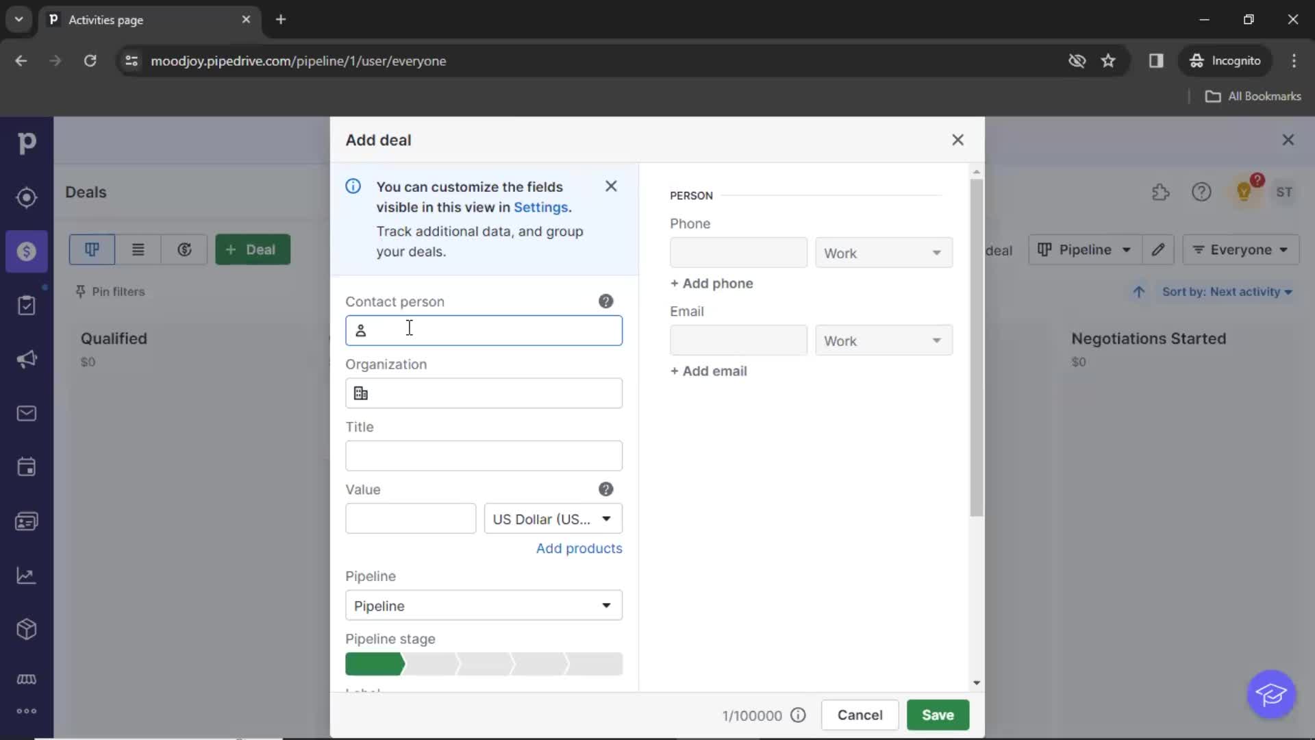 Adding a deal on Pipedrive video thumbnail