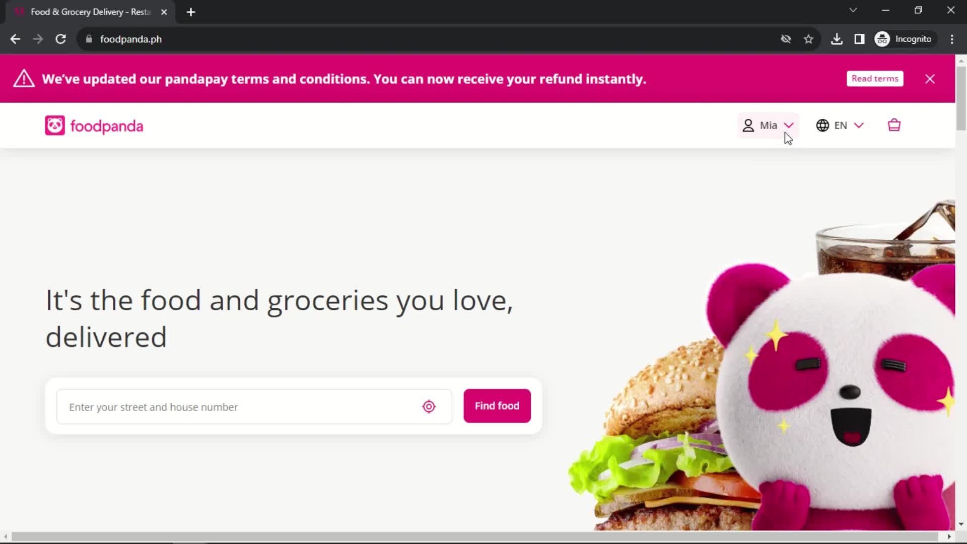 Adding an address on foodpanda video thumbnail