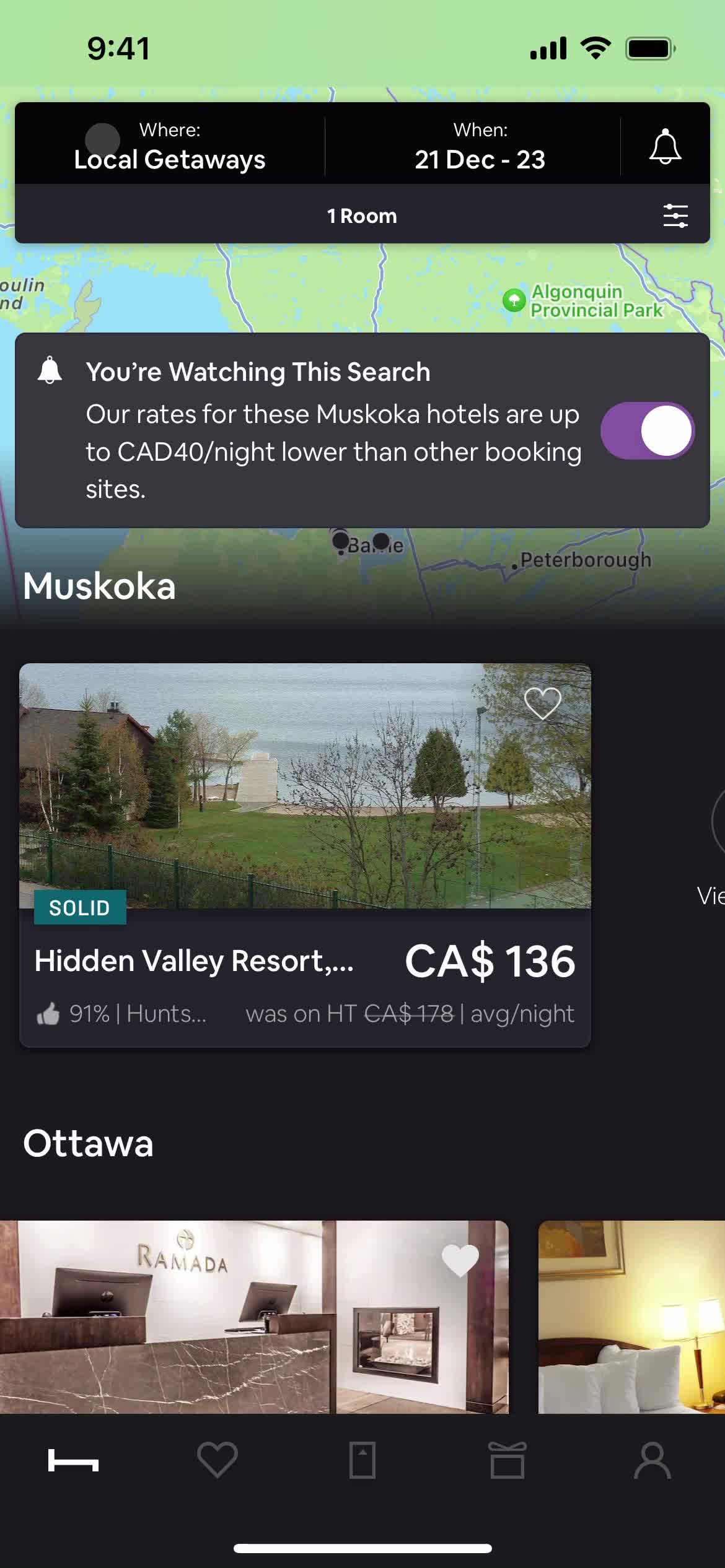 Booking a room screenshot