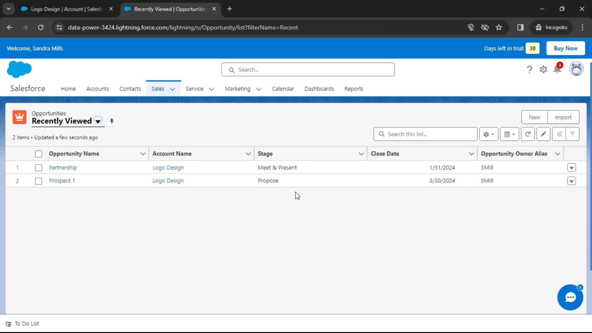 CRM screenshot