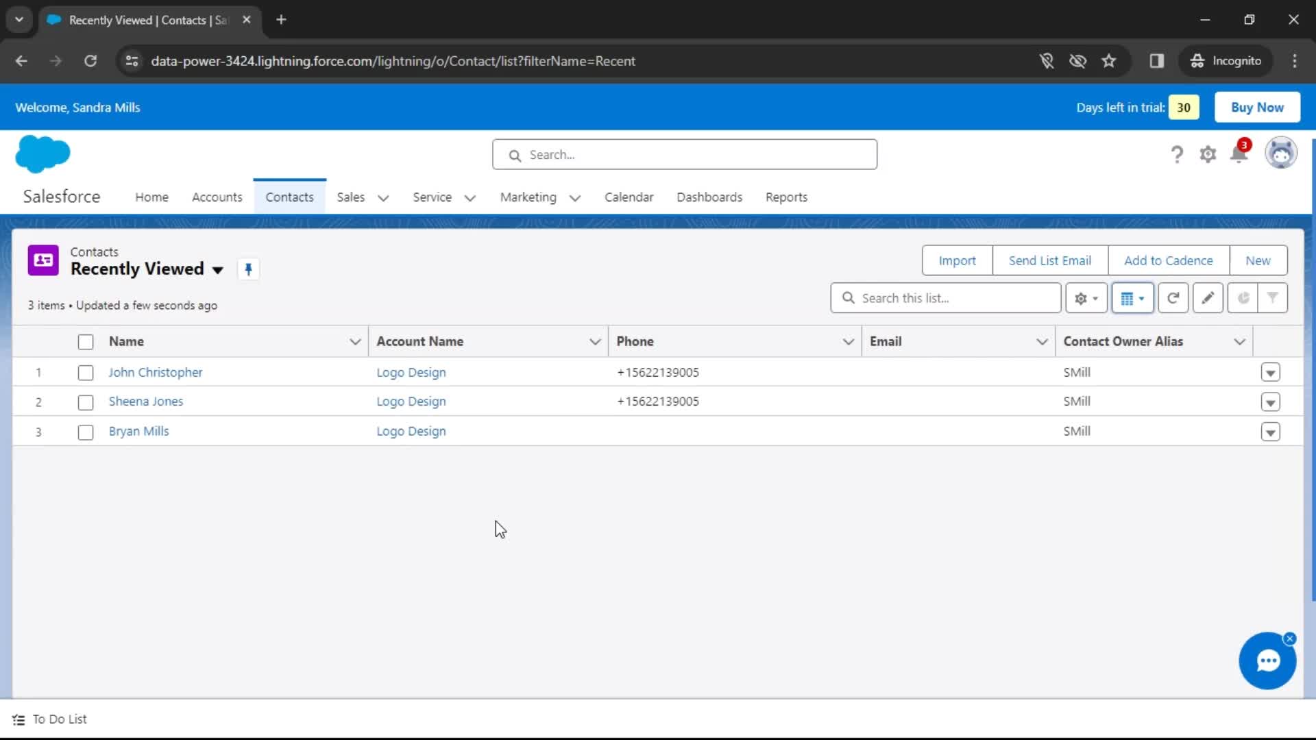 CRM screenshot