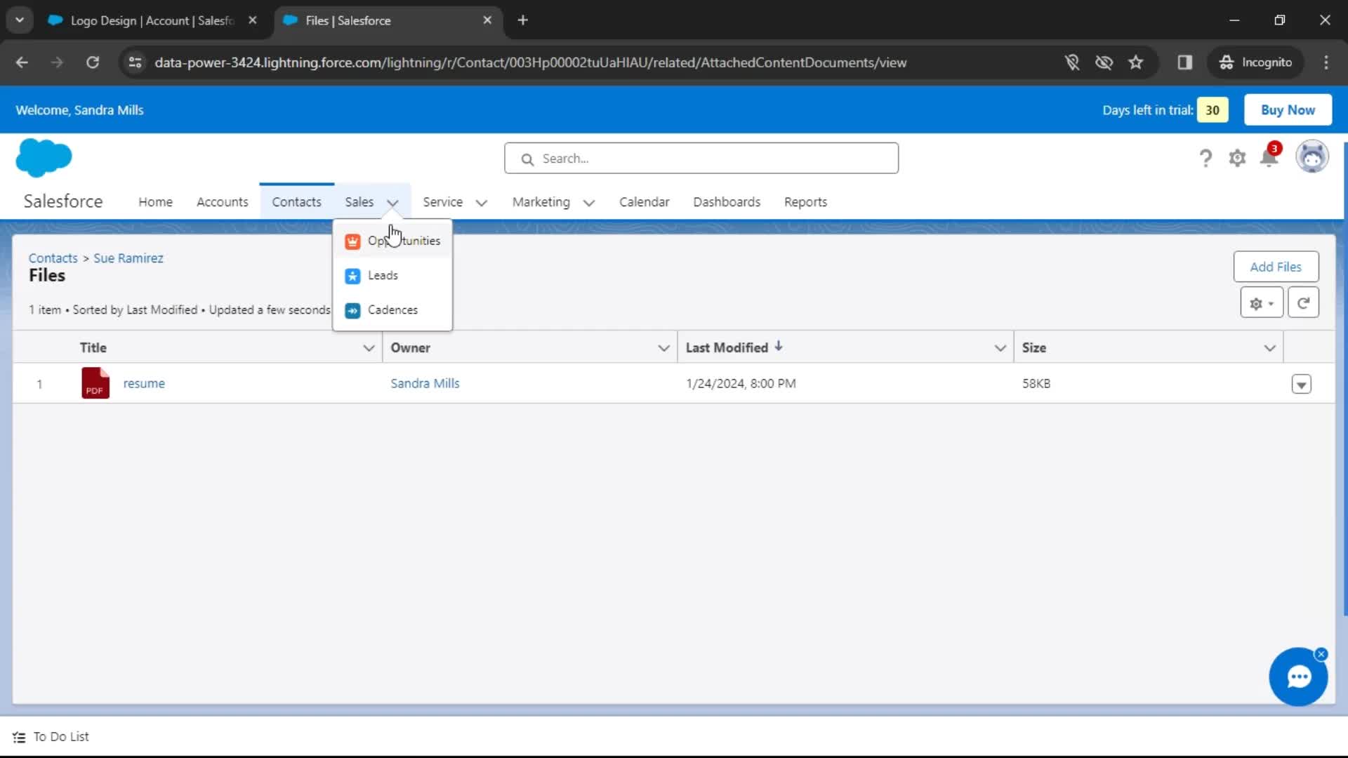 CRM screenshot