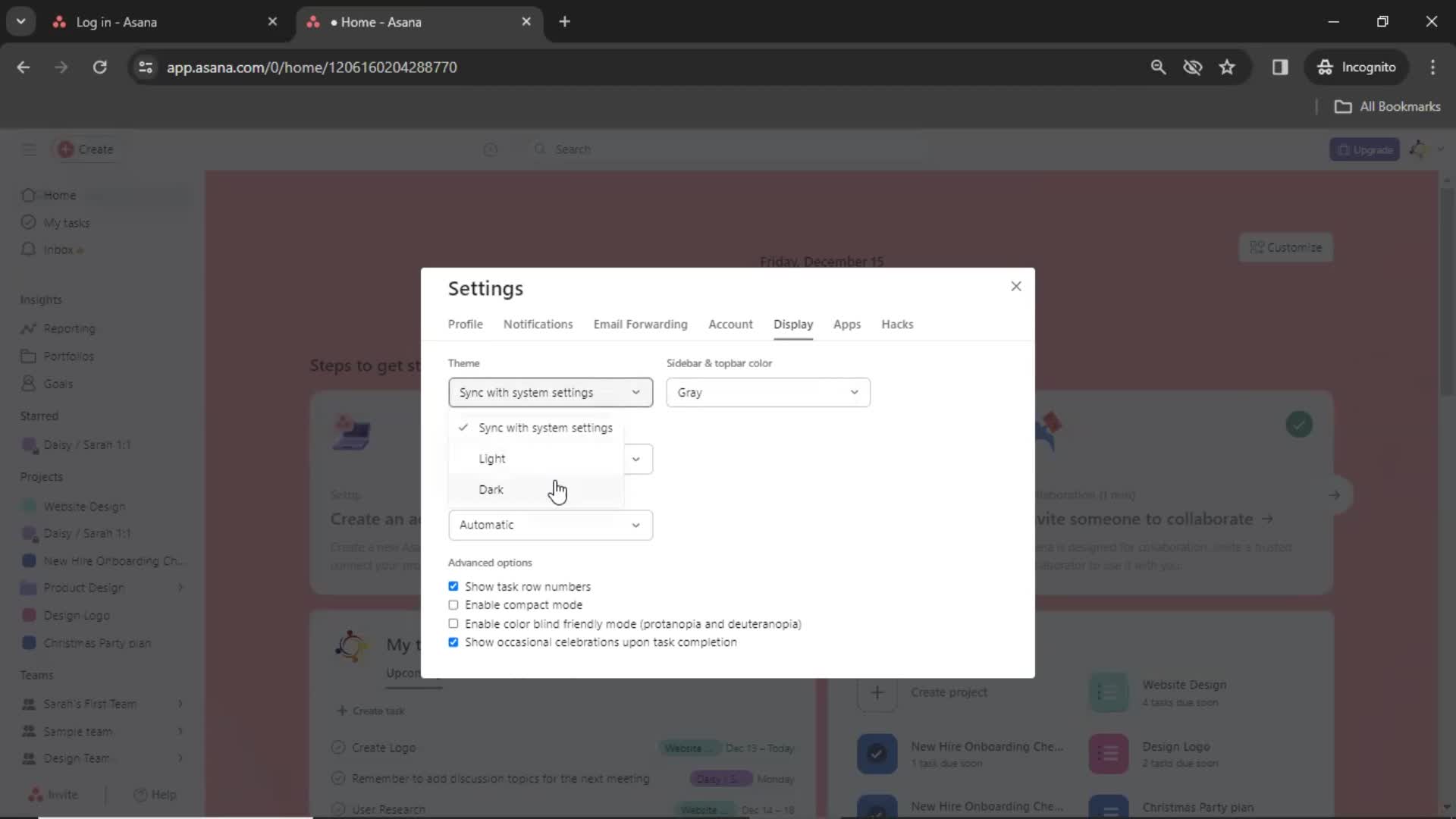 Changing display on Asana video thumbnail