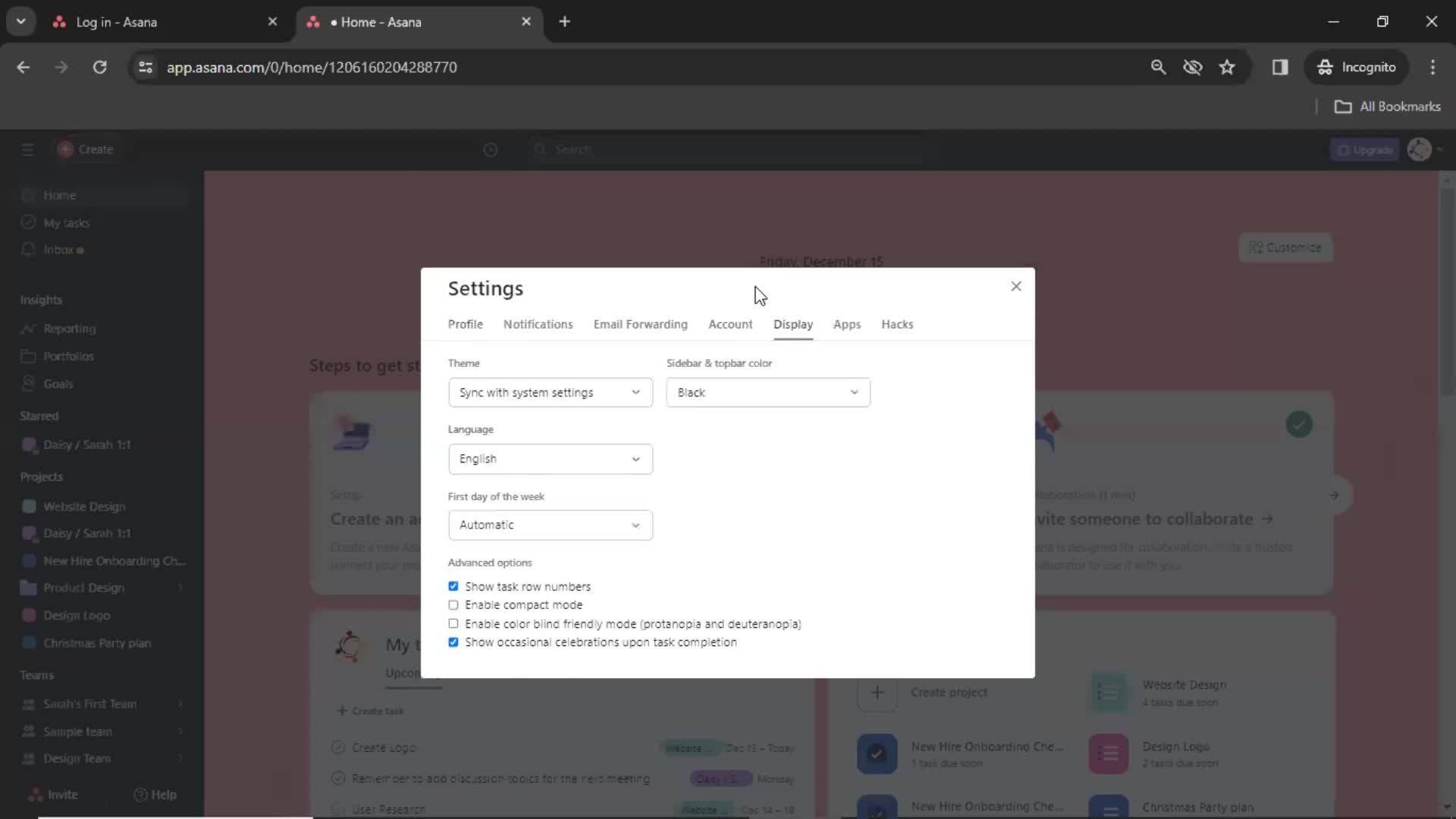 Changing display on Asana video thumbnail
