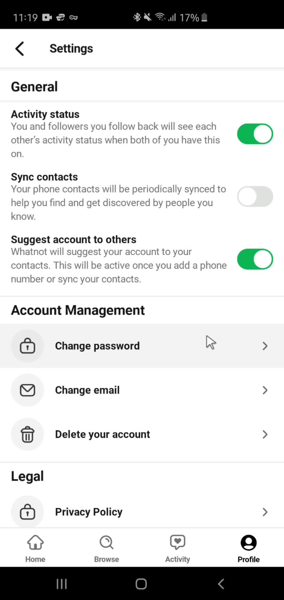 Changing password on Whatnot video thumbnail