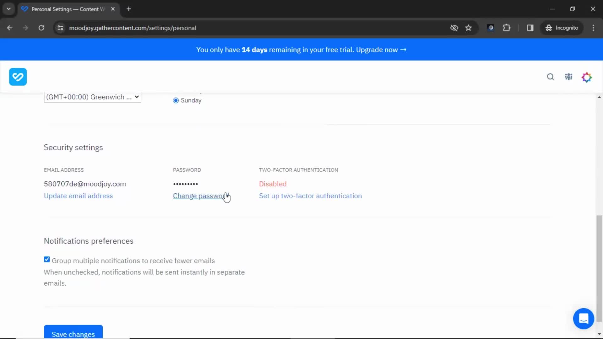 Changing password on GatherContent video thumbnail
