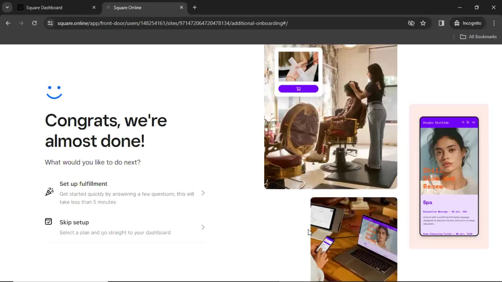 Claiming your online store screenshot