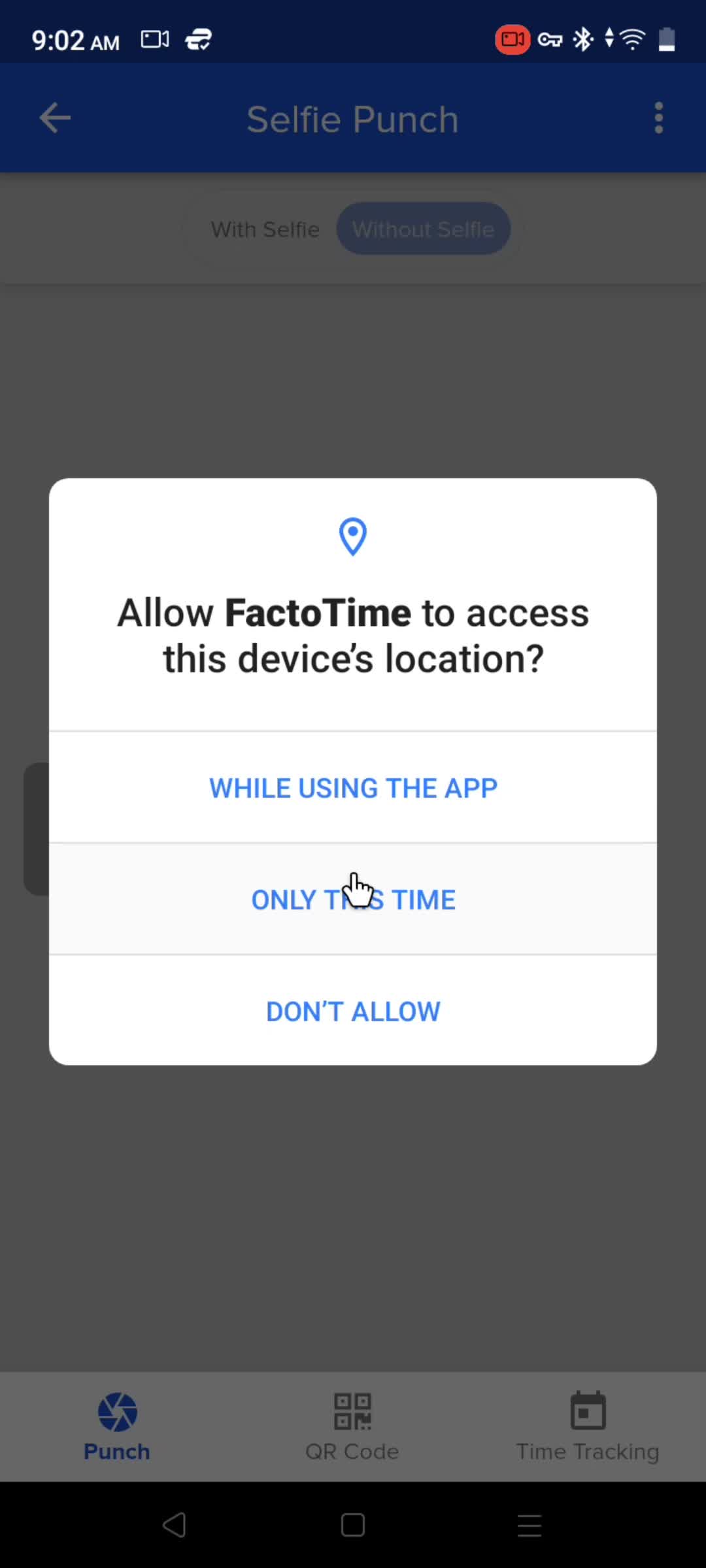Clocking in screenshot