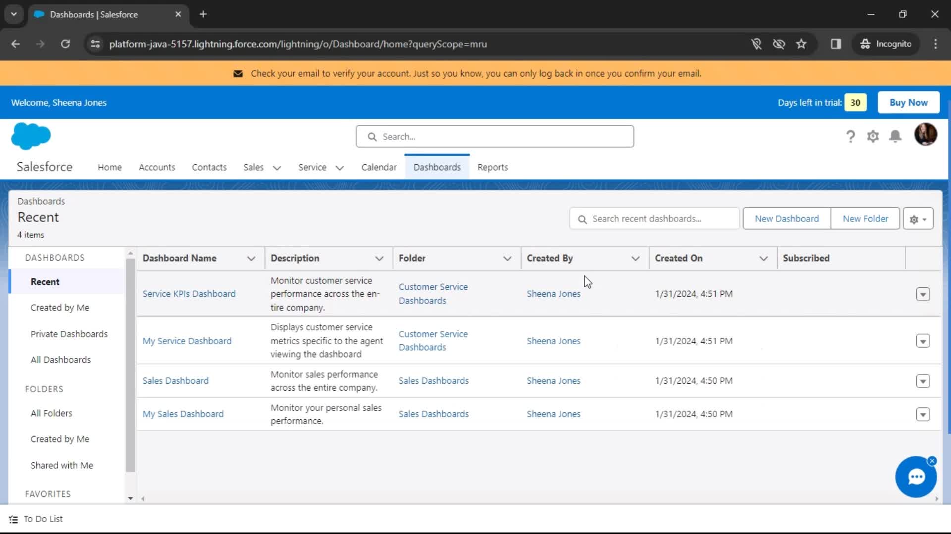 Creating new dashboard on Salesforce video thumbnail