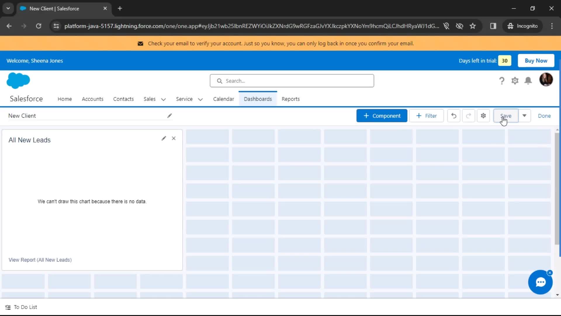 Creating new dashboard screenshot