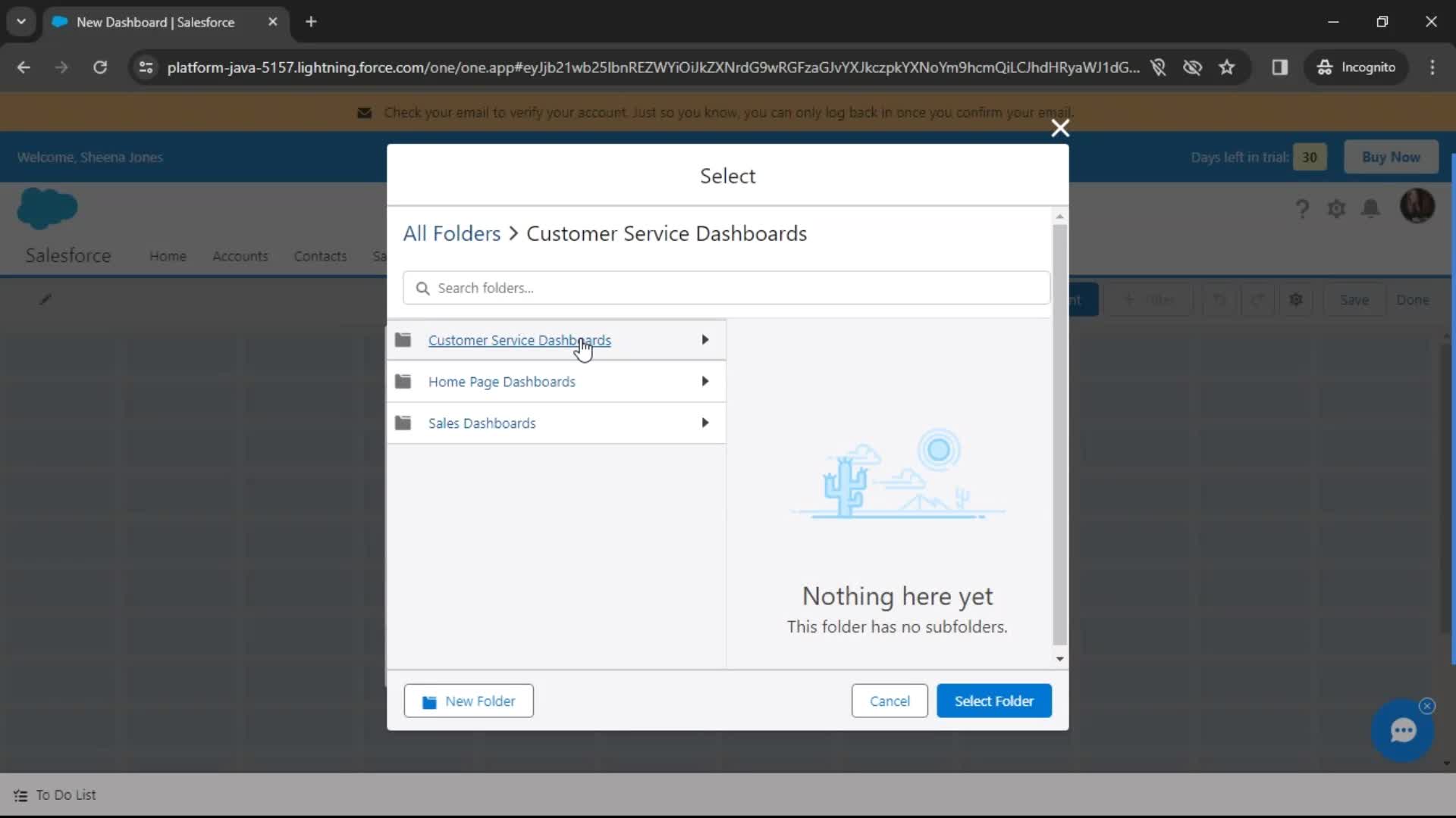 Creating new dashboard screenshot