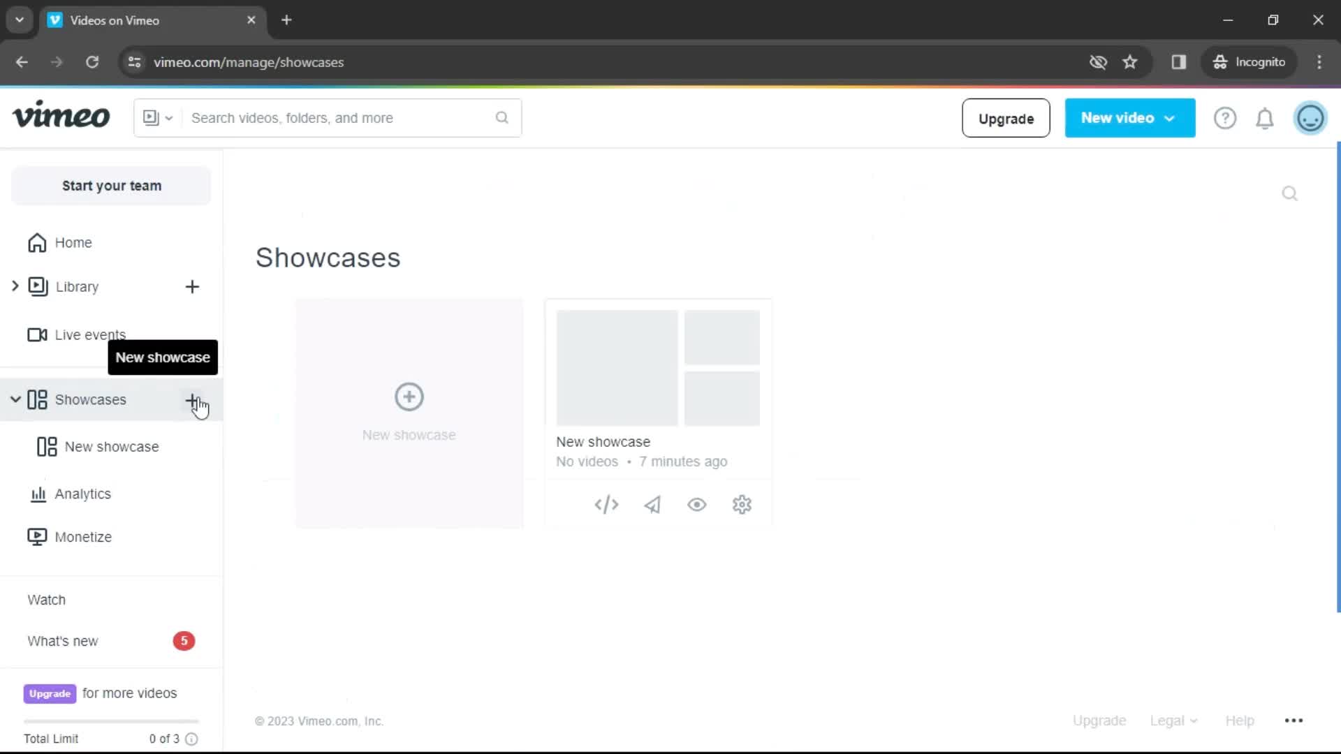 Creating a showcase on Vimeo video thumbnail