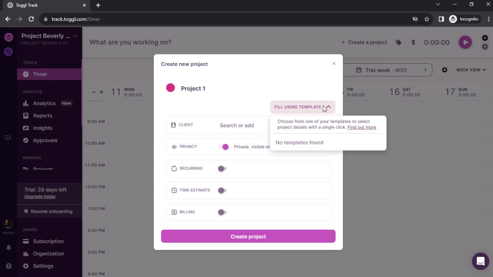 Creating a project on Toggl Track video thumbnail