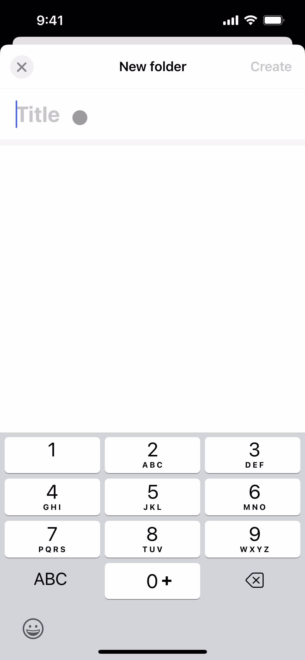 Creating a folder screenshot