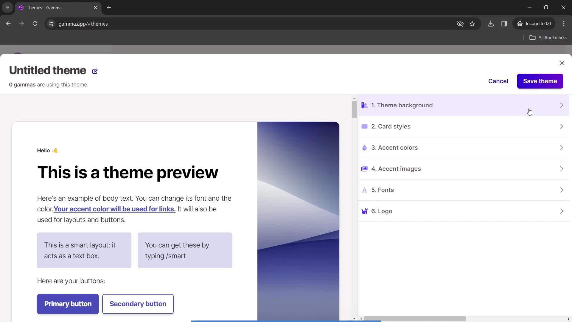 Creating a new theme on Gamma video thumbnail